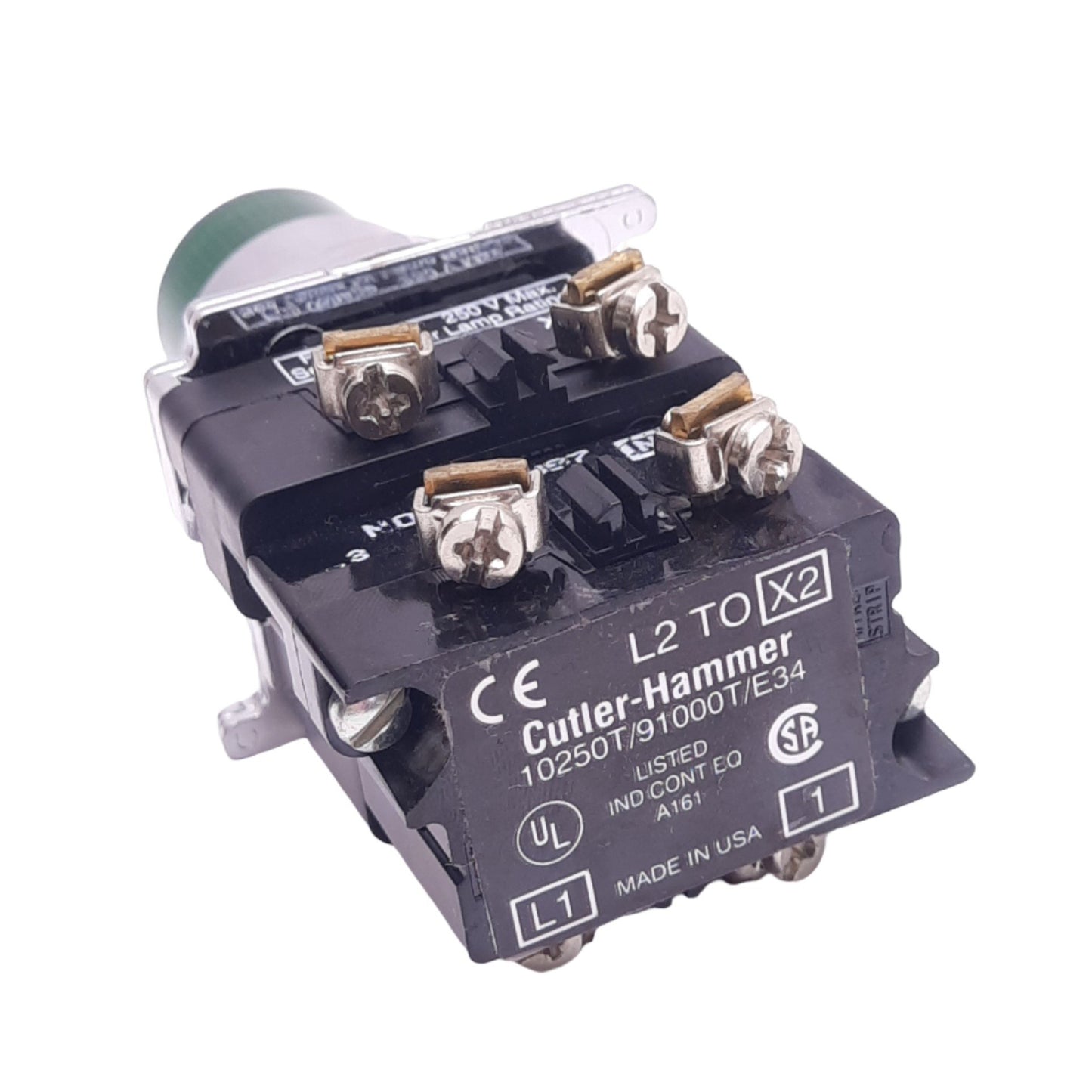 Used Eaton 10250T Green Illuminated Pushbutton, ø30.5mm, 1NO 1NC, 600VAC/250VDC Max