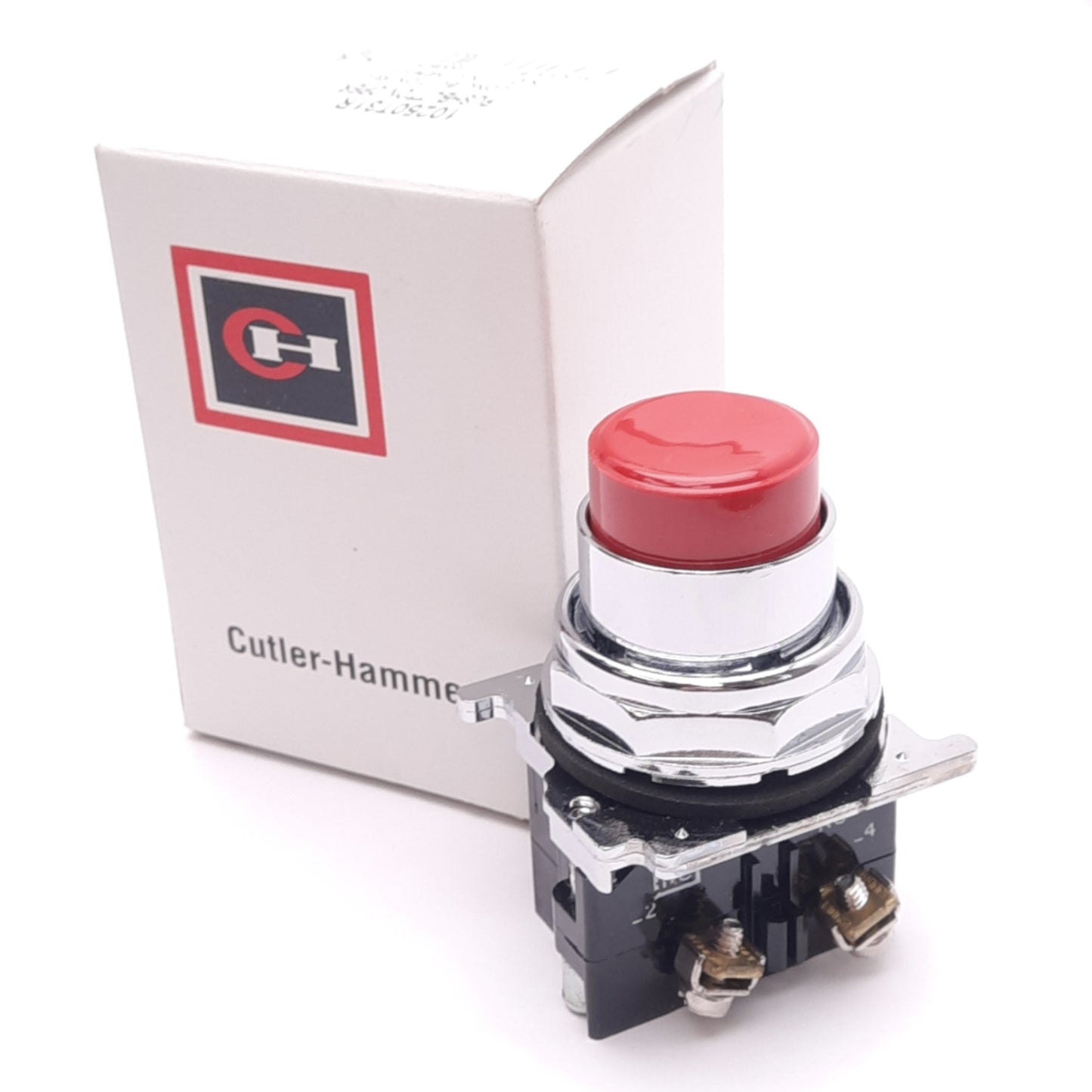 New Cutler-Hammer 10250T31R Red Extended Pushbutton, 30.5mm, 1NO 1NC, 600VAC/250VDC