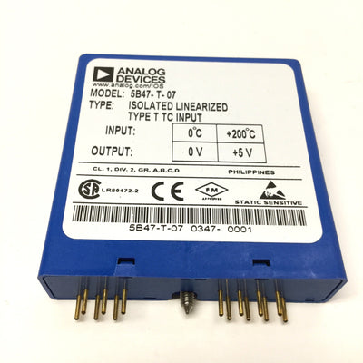 Used Analog Devices 5B47-T-07 Isolated Linearized TC Input Module Type T 0-200°C 0-5V