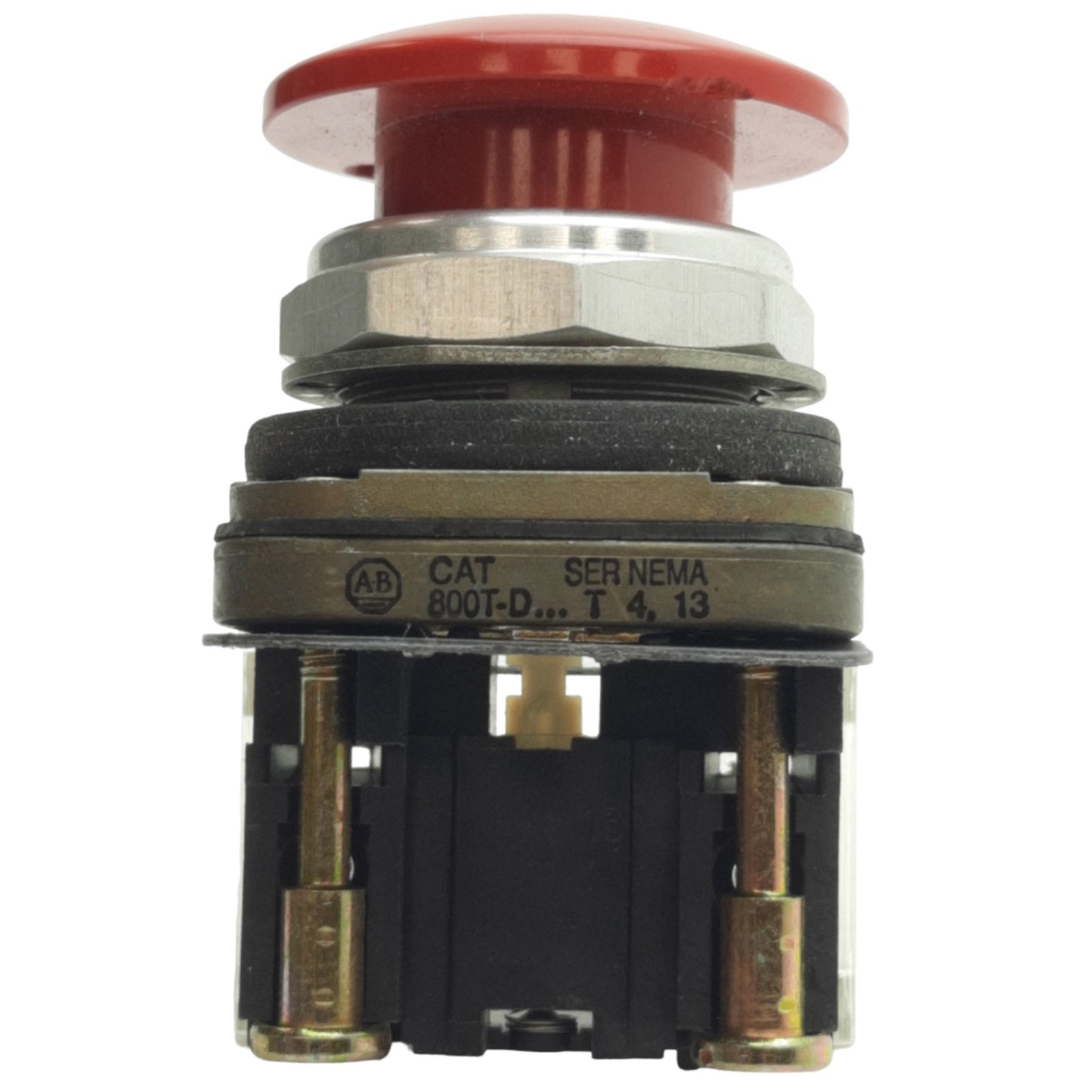 Used Allen Bradly 800T-D Momentary Push Button ø30mm, Red, 1NC, ø40mm Mushroom