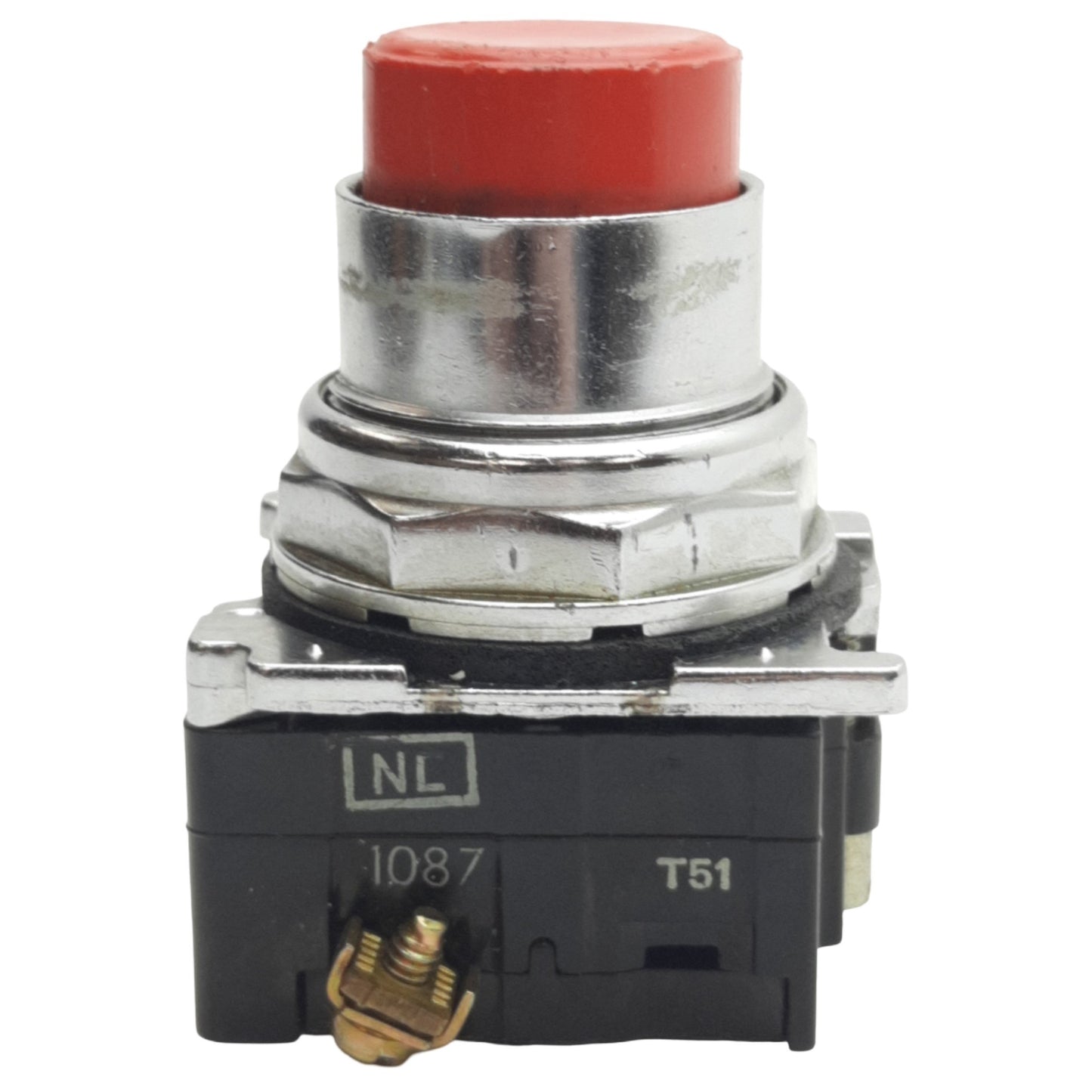 Used Eaton 10250T Push Button ø30.5mm, Momentary, 1NC, Color Red, 600VAC, 250VDC, 10A