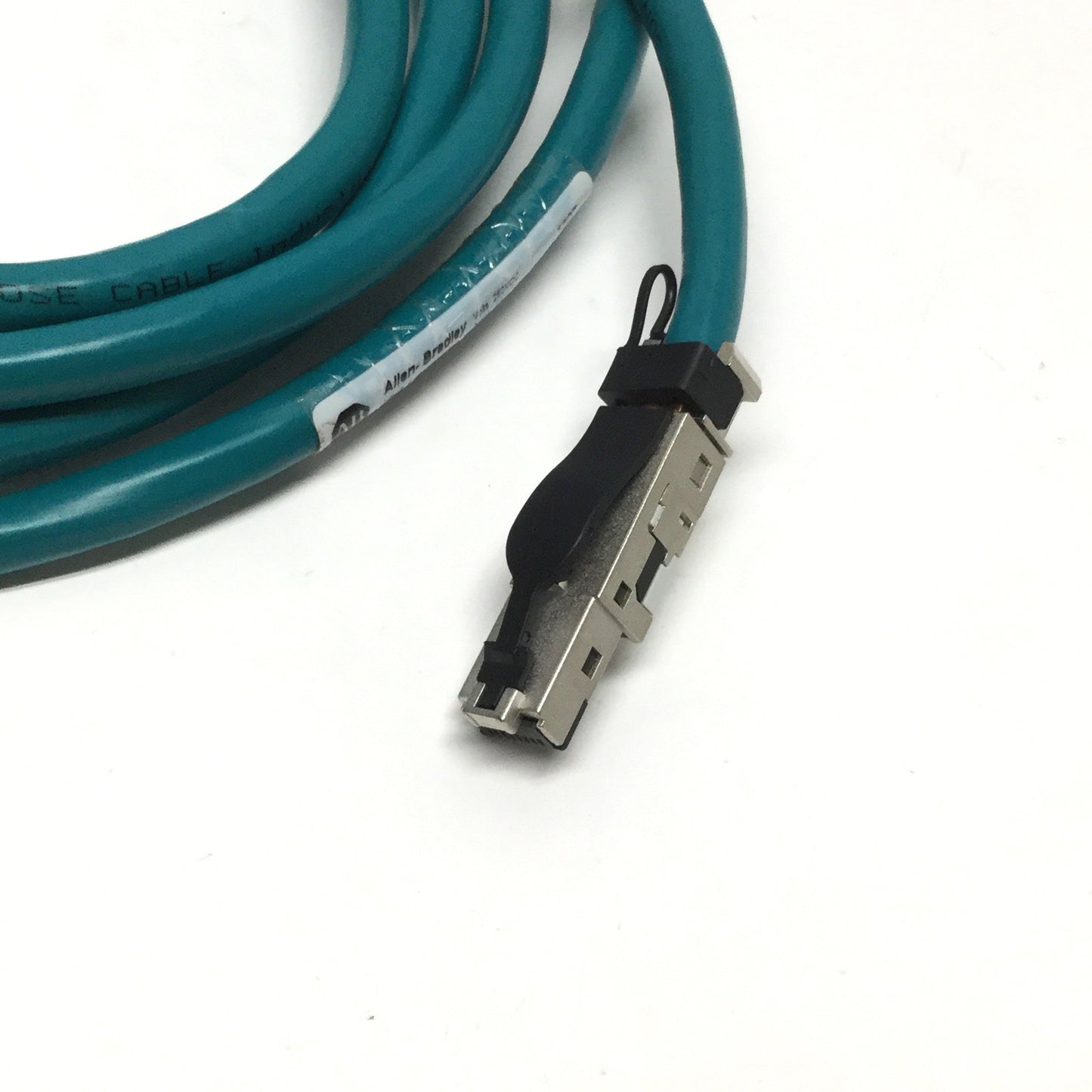 Used Allen-Bradley 1585D-M4HBJM-2M5 Ethernet Cable Patchcord, M12 4-Pin RJ45, 2.5m