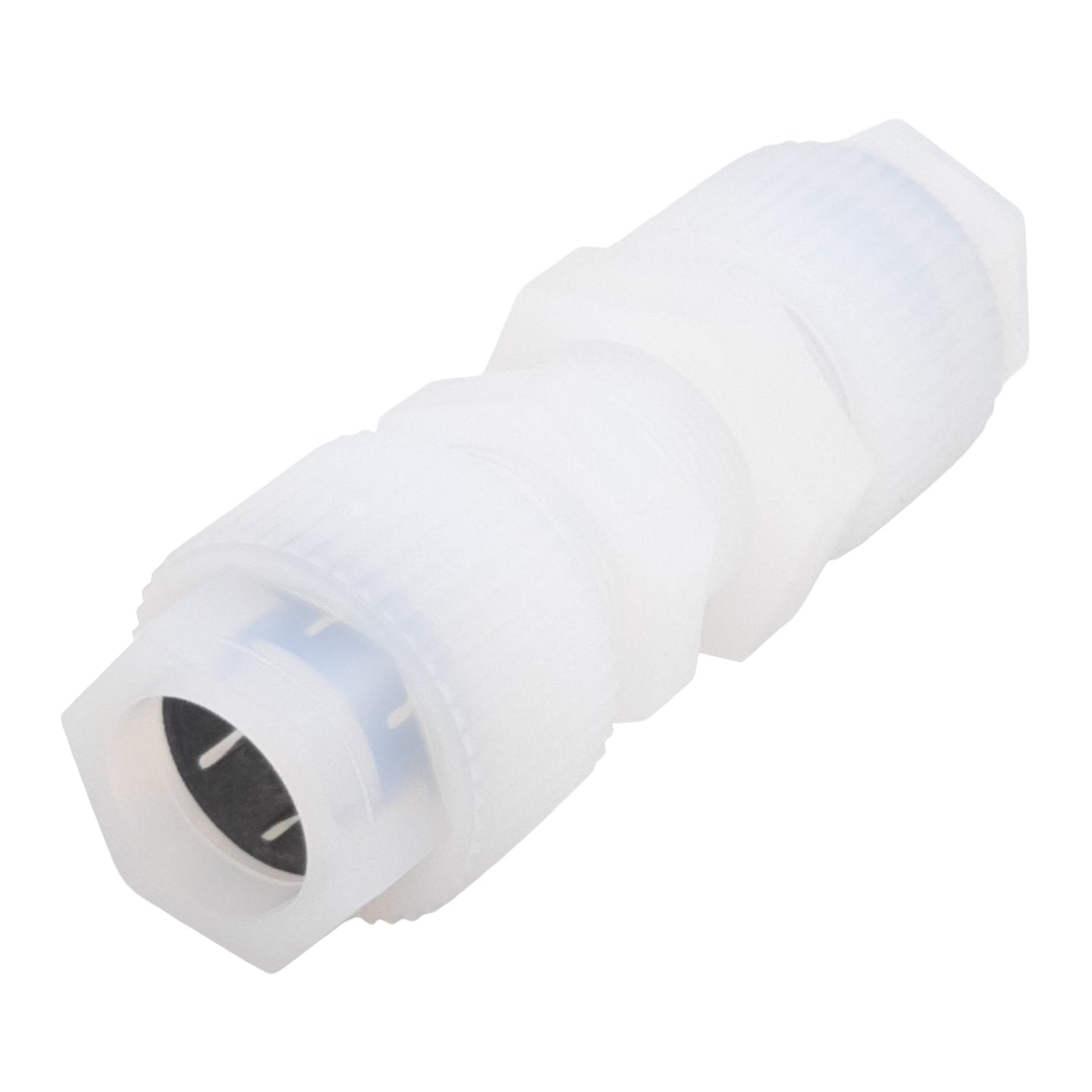 New Entegris PM12GN-1 Straight Union Fitting, 3/4" x 3/4" QuikGrip, Panel Mount, PFA