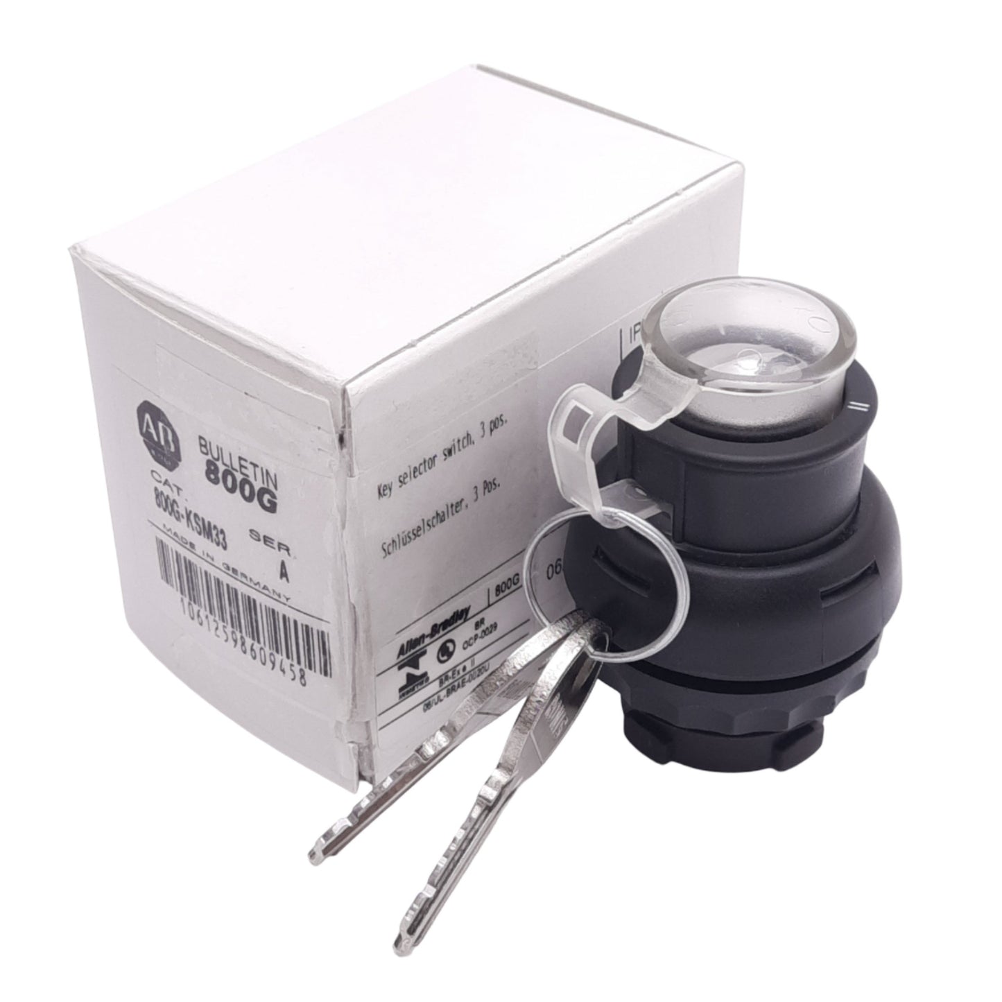 New Allen Bradley 800G-KSM33 Key Selector Switch, 3-Position Maintained, ø30mm