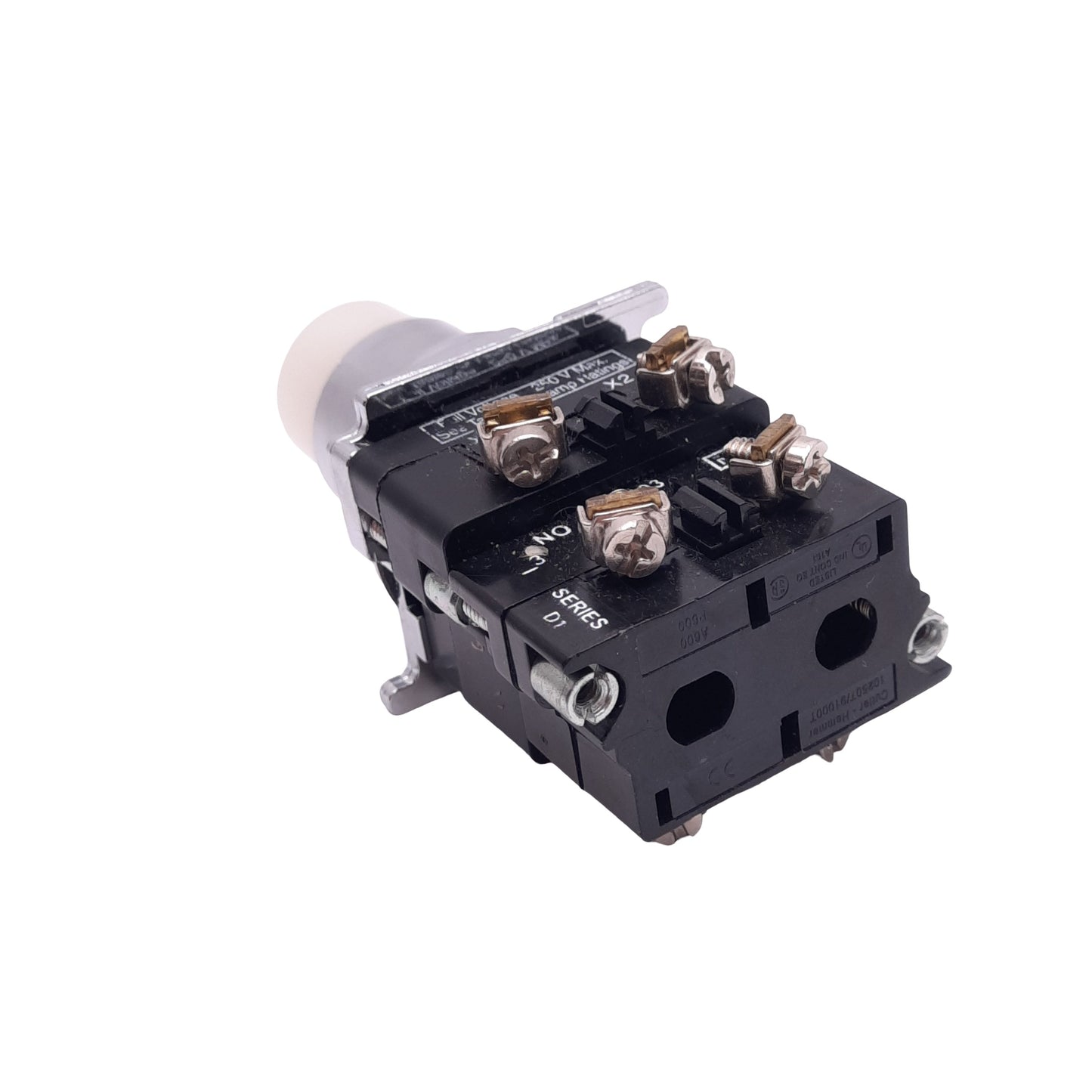 New – Open box Eaton 10250T476C26-1 White Illuminated Pushbutton, 30mm, 1NO 1NC, 24V Lamp