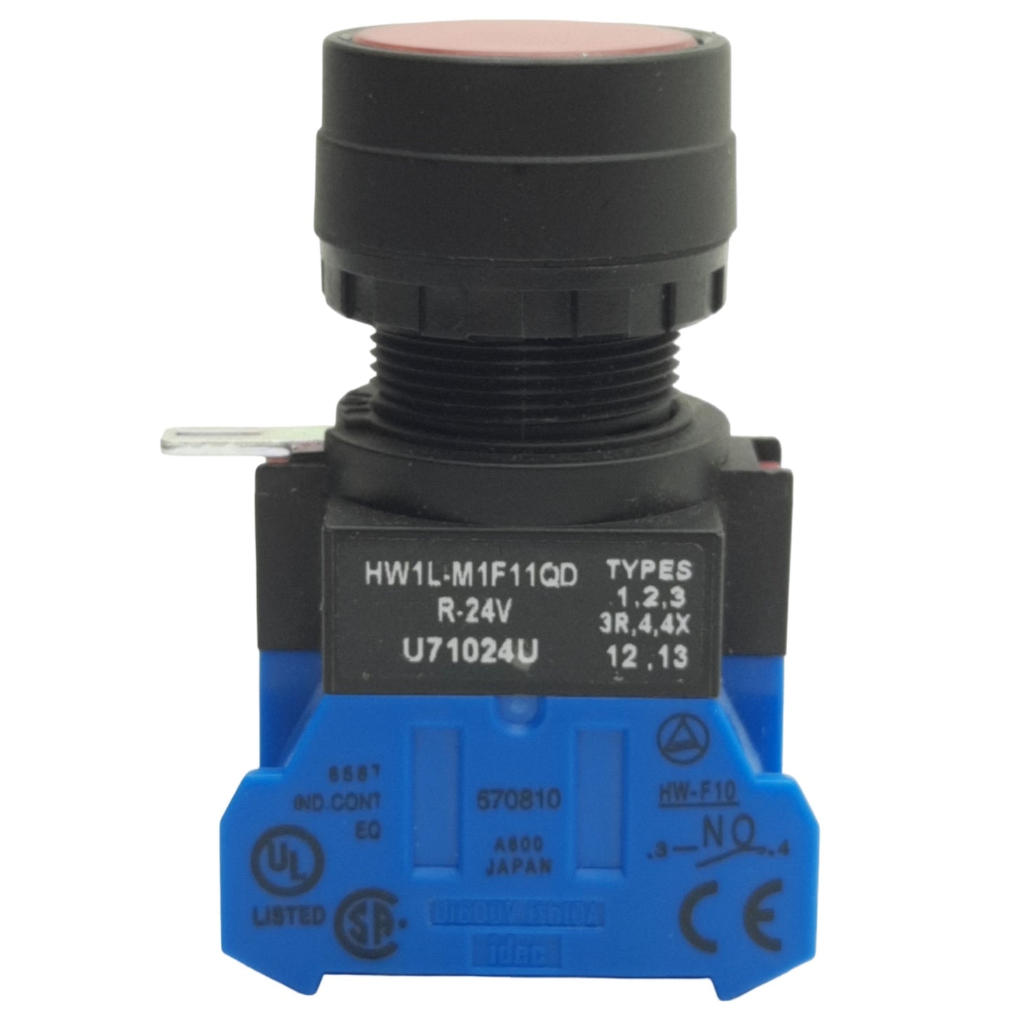 Used IDEC HW1L-M1F11QD-R-24V Red Momentary Illuminated Push Button ø22mm, 1NO+1NC