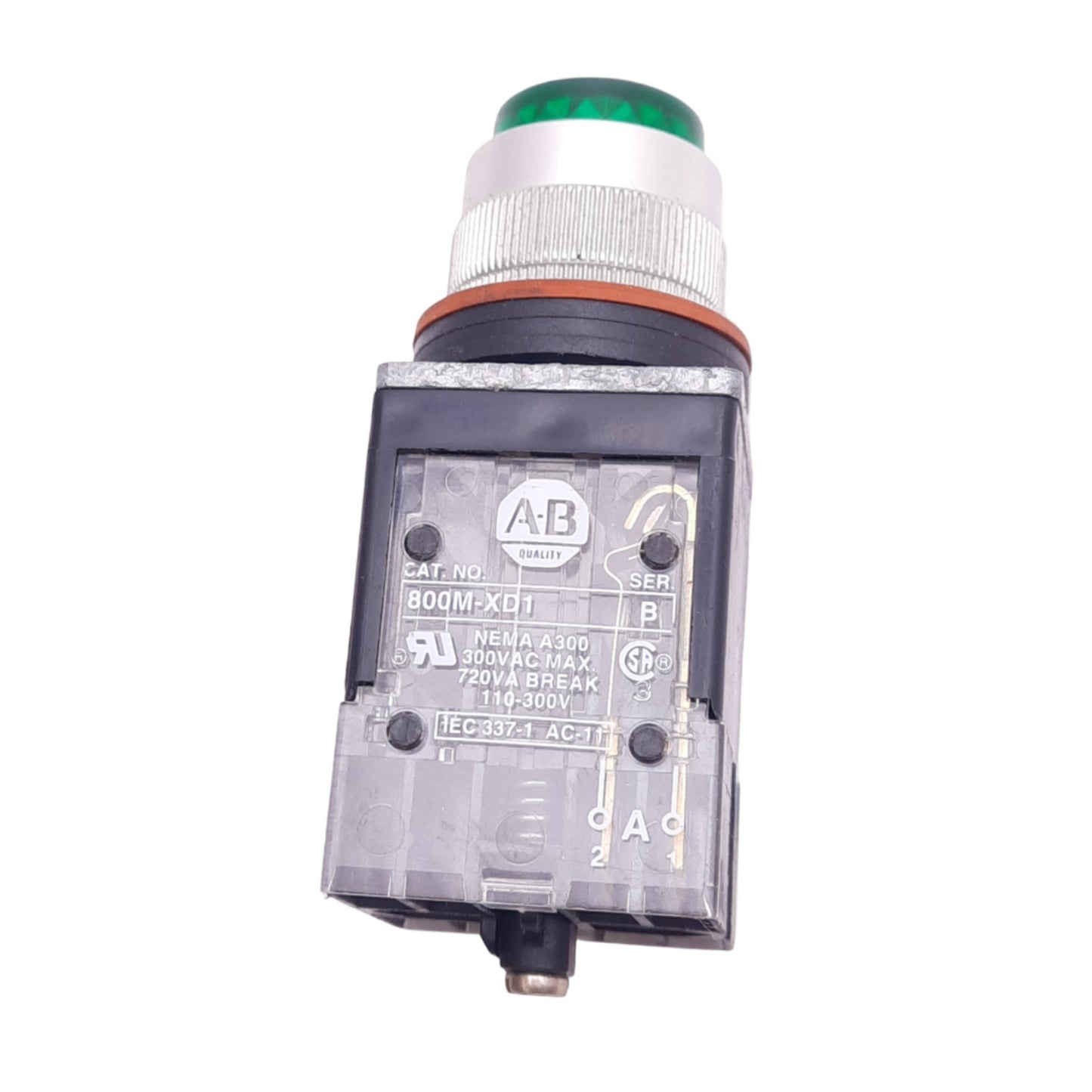 New Allen Bradley 800MR-NX171 Green Illuminated Pushbutton, 22mm, 2NO, 24VAC/DC Lamp