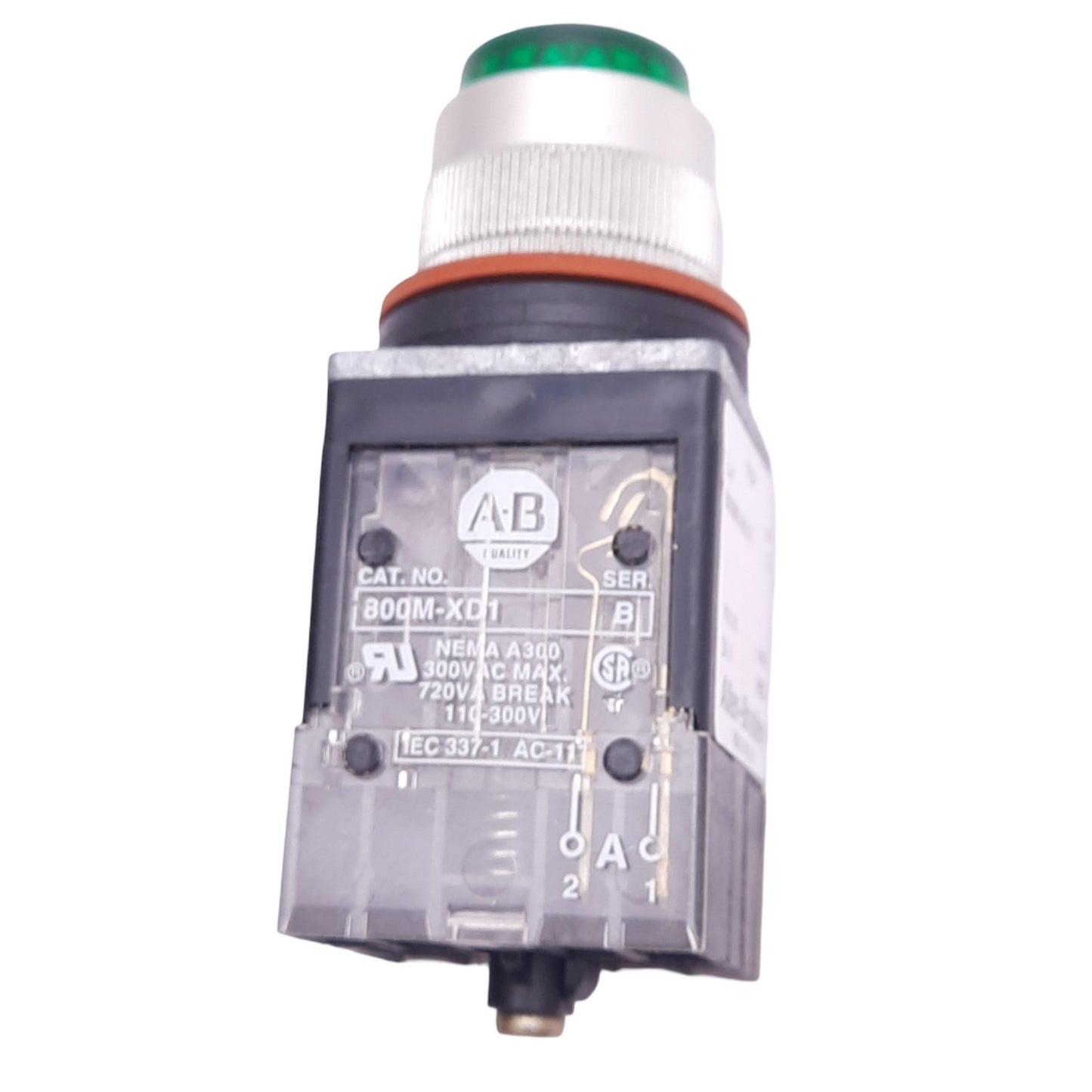 New Allen Bradley 800MR-NX171 Green Illuminated Pushbutton, 22mm, 2NO, 24VAC/DC Lamp
