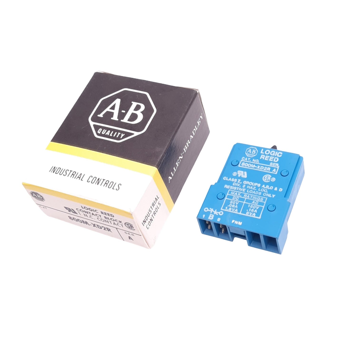 New Allen Bradley 800M-XD2R Logic Reed Contact Block, 1NC, 22mm, 150VAC/30VDC