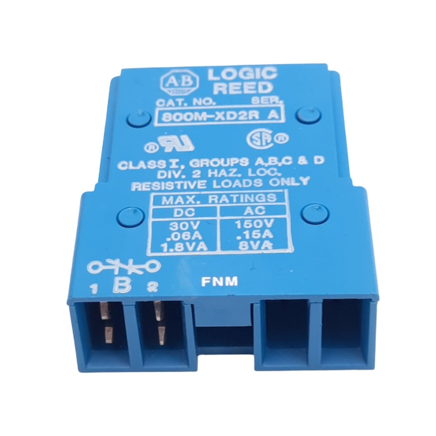 New Allen Bradley 800M-XD2R Logic Reed Contact Block, 1NC, 22mm, 150VAC/30VDC