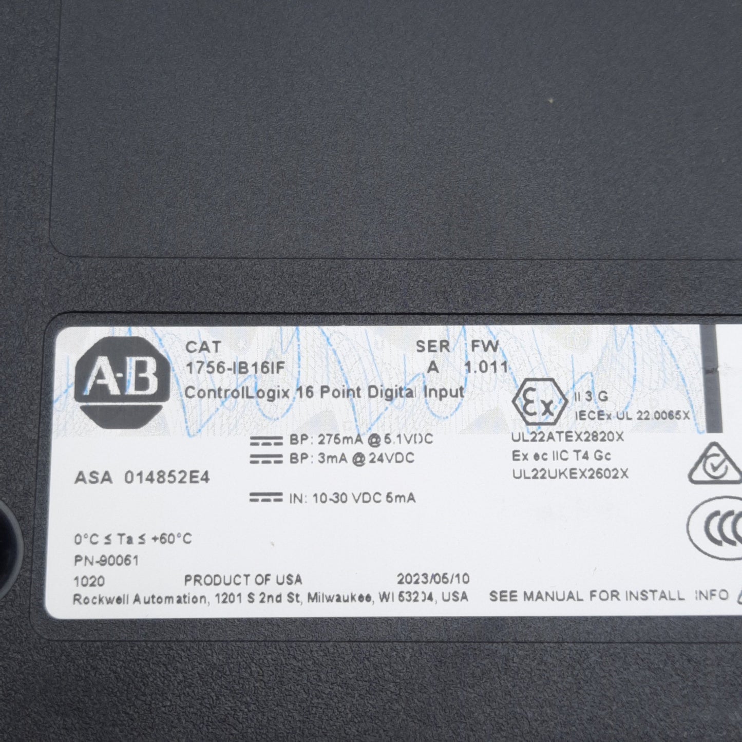 New Allen Bradley 1756-IB16IF ControlLogix Fast Input Module, 16-Point, 10-30VDC In