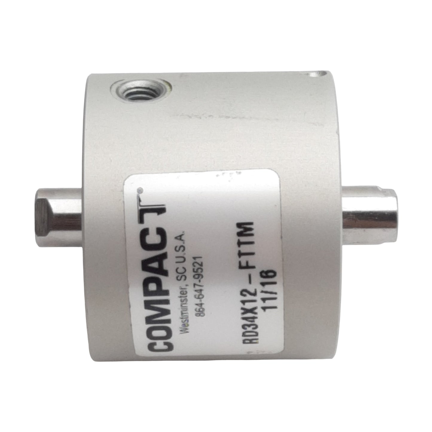 Used Compact RD34X12-FTTM Pneumatic Cylinder, ø3/4in Bore, 1/2in Stroke, #10-32