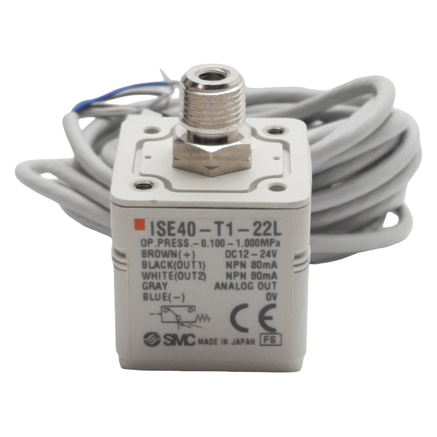 New SMC ISE40-T1-22L Digital Pressure Switch, -0.1~1MPa, 1/8" NPT, NPN 80mA 12-24VDC