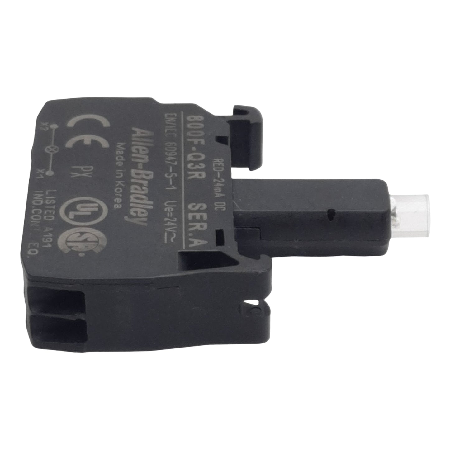 Used Allen Bradley 800F-Q3R Pushbutton LED Module, Red 24mA, 24VDC/VAC, 22mm