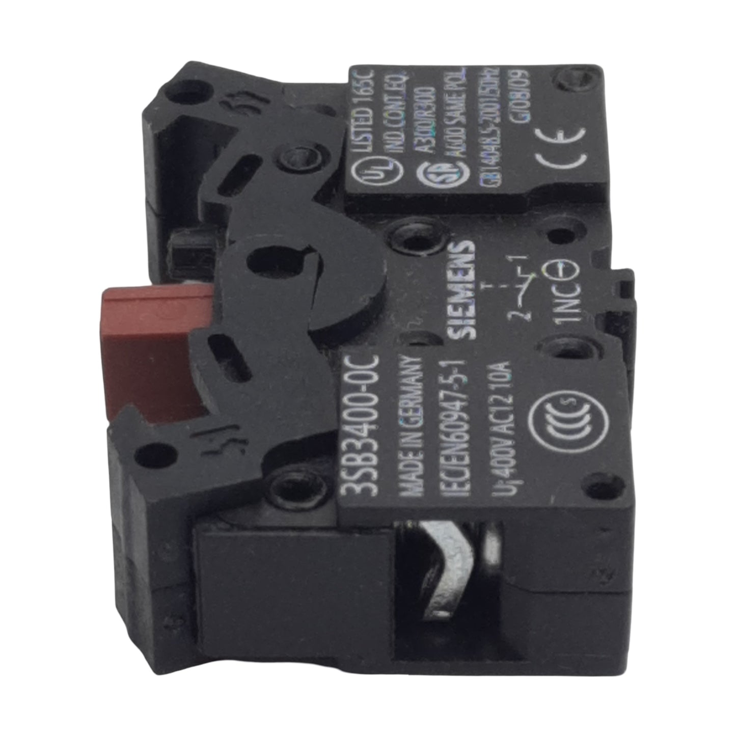 Used Siemens 3SB3400-0C Pushbutton Contact Block, 1N.C., 10A 300/400VAC, 22mm