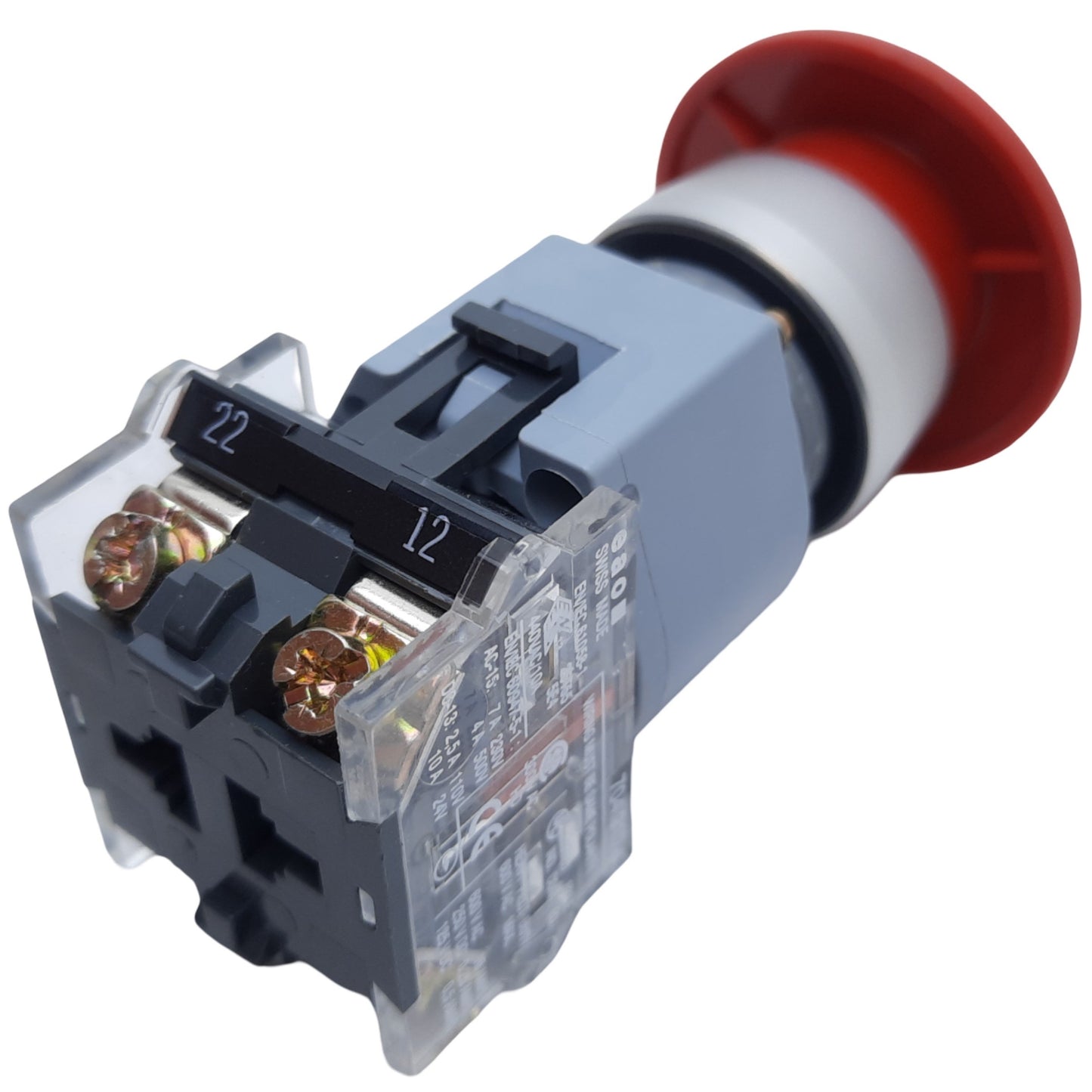 Used EAO 704.910.4 Emergency Stop Push-Twist Button Maintained 2NC ø22mm, 10A 600V AC