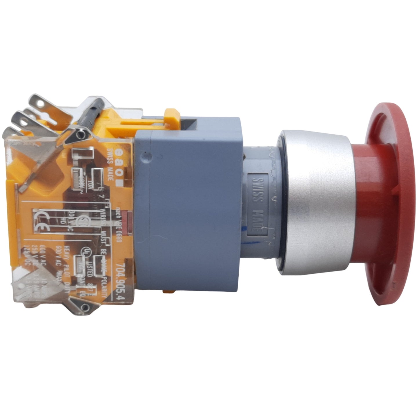 Used EAO 704.905.4 Emergency Stop Push-Twist Button Maintained 2NC ø22mm, 10A 600V AC