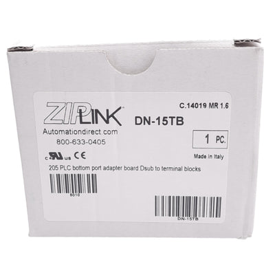 New Automation Direct DN-15TB ZIPLink Breakout Board, D-Sub 15-Pin Male, RS232/422