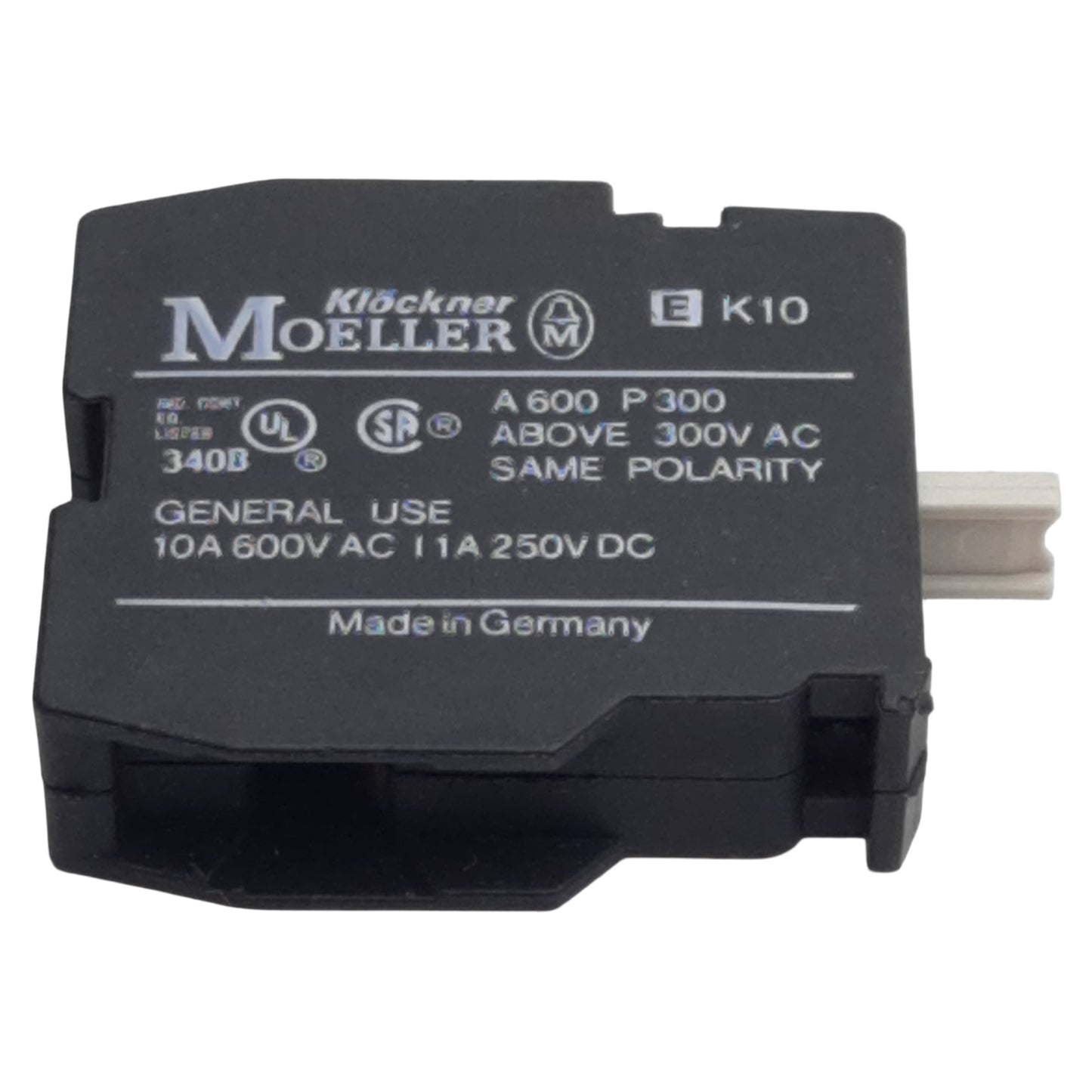 Used Lot of 2 Moeller EK10 Pushbutton Contact Block, 1N.O., 10A 600VAC, 22mm