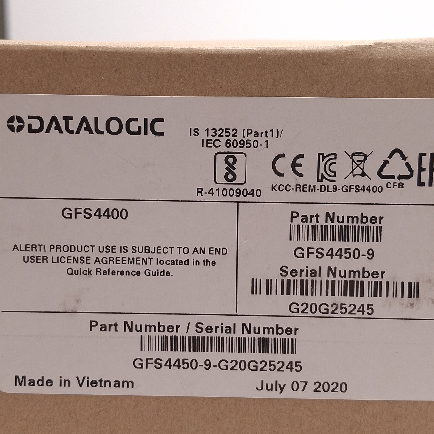 New Datalogic GFS4450-9 Gryphon Fixed Barcode Scanner, 1D/2D, RS-232 DB9, 5VDC