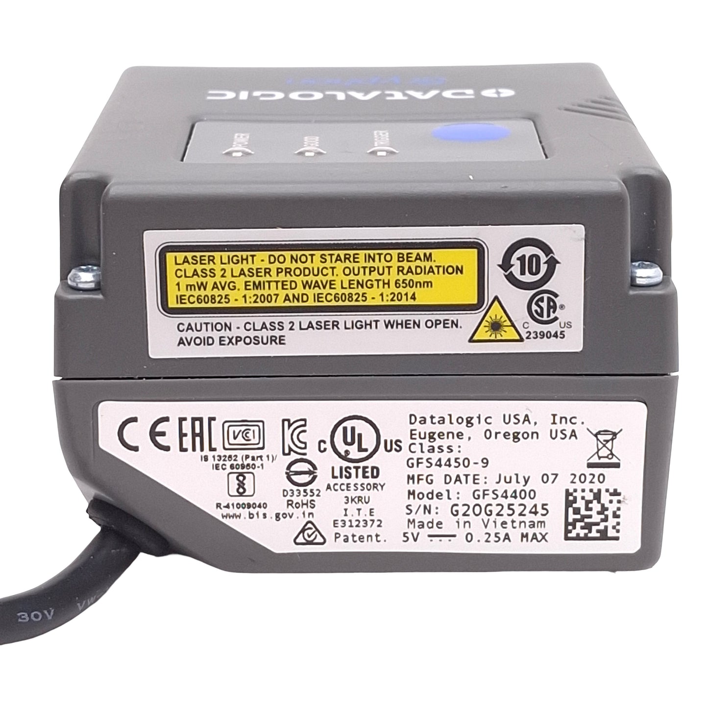 New Datalogic GFS4450-9 Gryphon Fixed Barcode Scanner, 1D/2D, RS-232 DB9, 5VDC