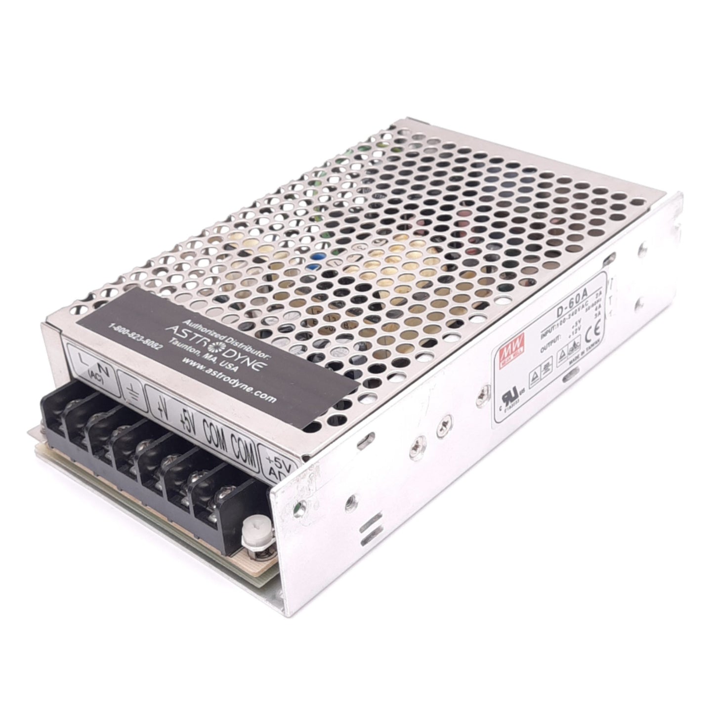 New Mean Well D-60A Power Supply, 100-240VAC 2A In, 5/12VDC 4/3A Out, 60W Max