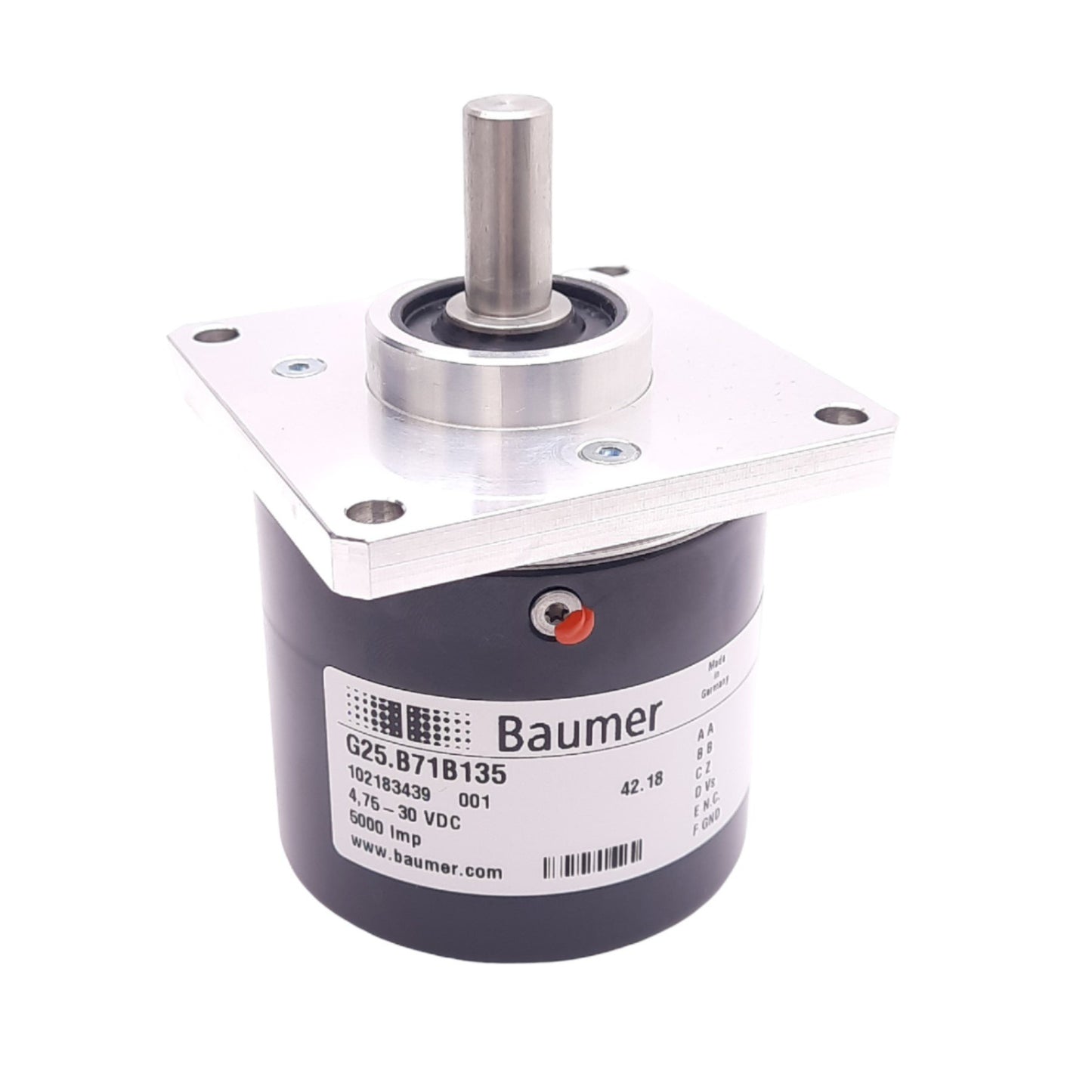 New Baumer G25.B71B135 Incremental Encoder, 4.75-30VDC, 5000 pulse/rev, ø3/8" Shaft
