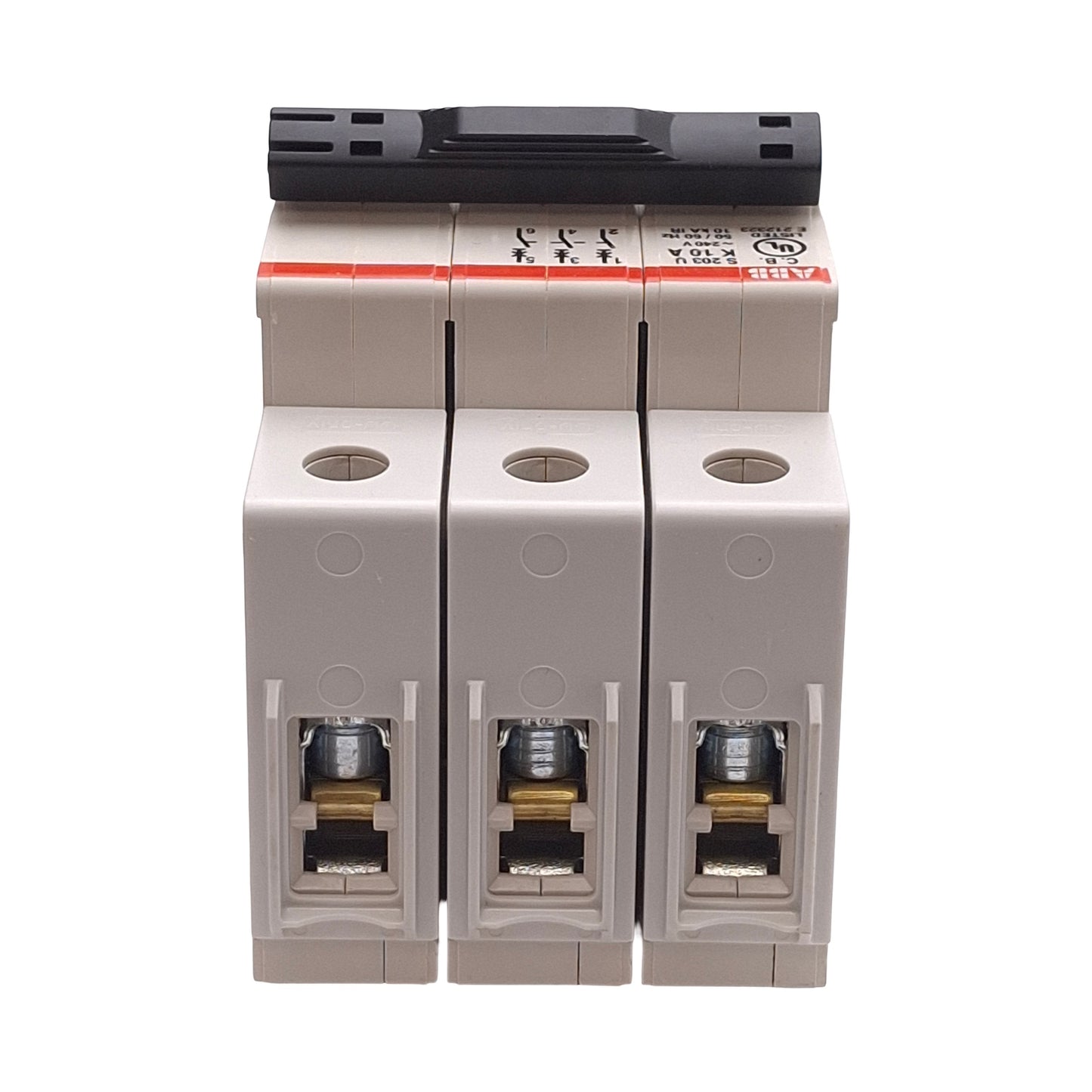 New ABB S203U-K10A Circuit Breaker, 3-Poles, K-Curve, 240VAC, 10A, DIN Rail