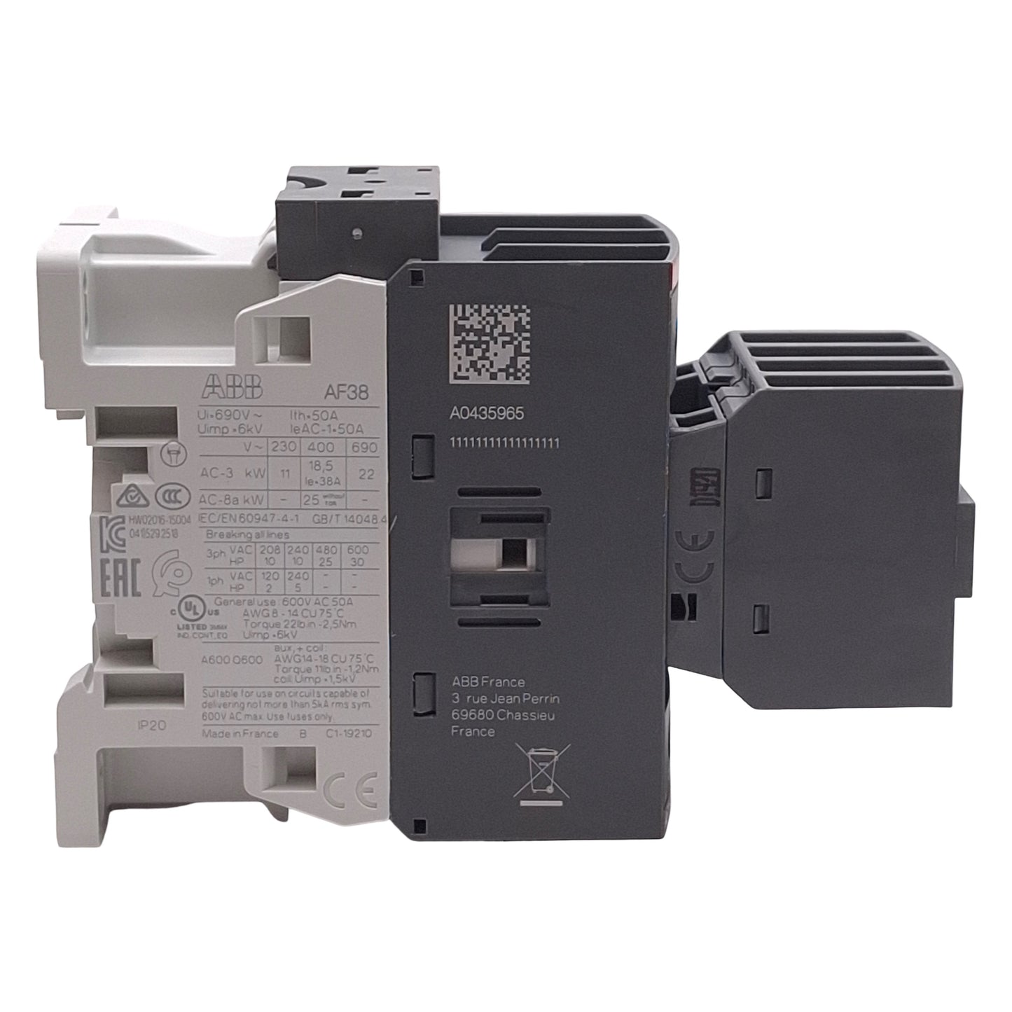 New ABB AF38-30-22-13 Contactor 3P 2NO+2NC Aux, 18.5kW @ 400VAC 38A, 100-250VDC Coil