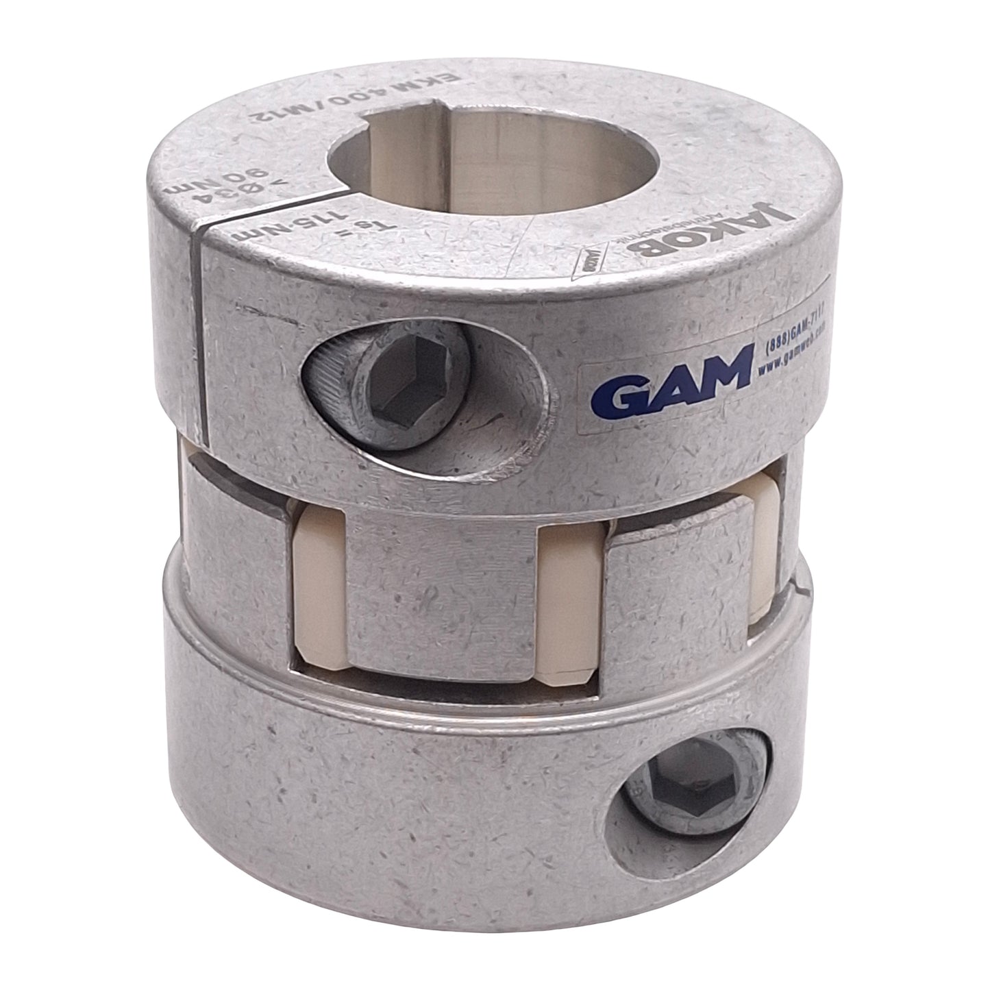 New Gam EKM-400-40000K-01500K Aluminum Elastomer Coupling ø40mm & ø1.5in Bore, 400Nm