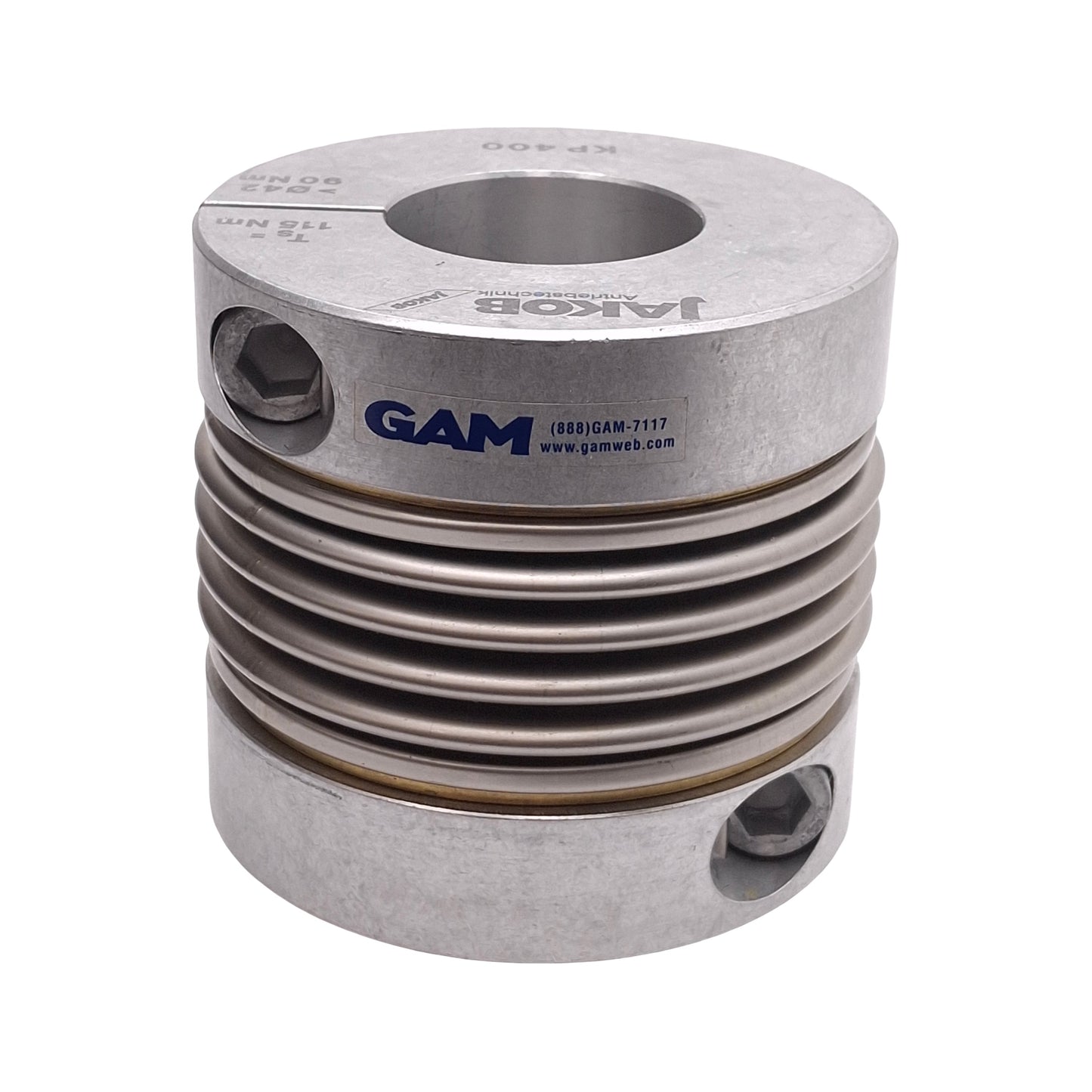 New Gam KP-400-01771N-01260N Metal Bellows Coupling, ø45mm & ø32mm Bores, 400Nm