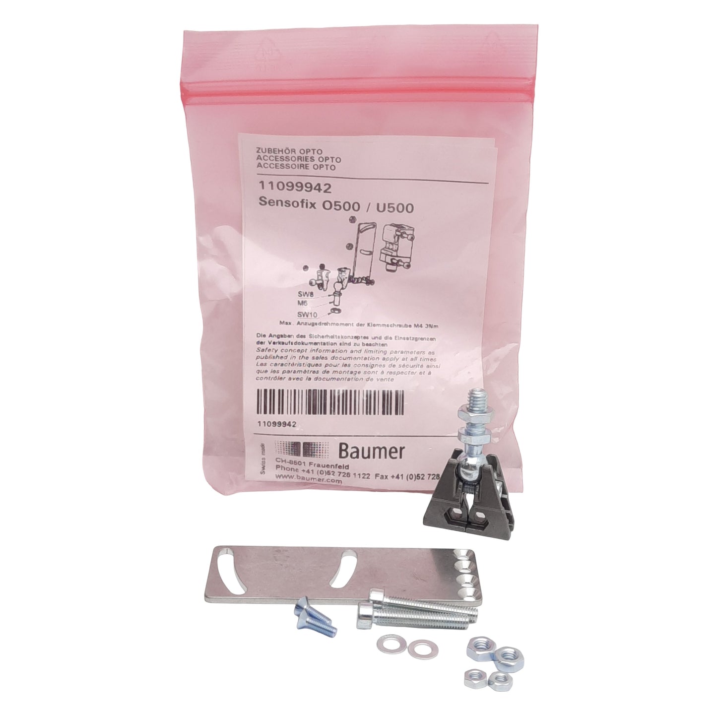New Baumer 11099942 Mounting Accessory for Sensofix O500/U500 Sensors, Steel