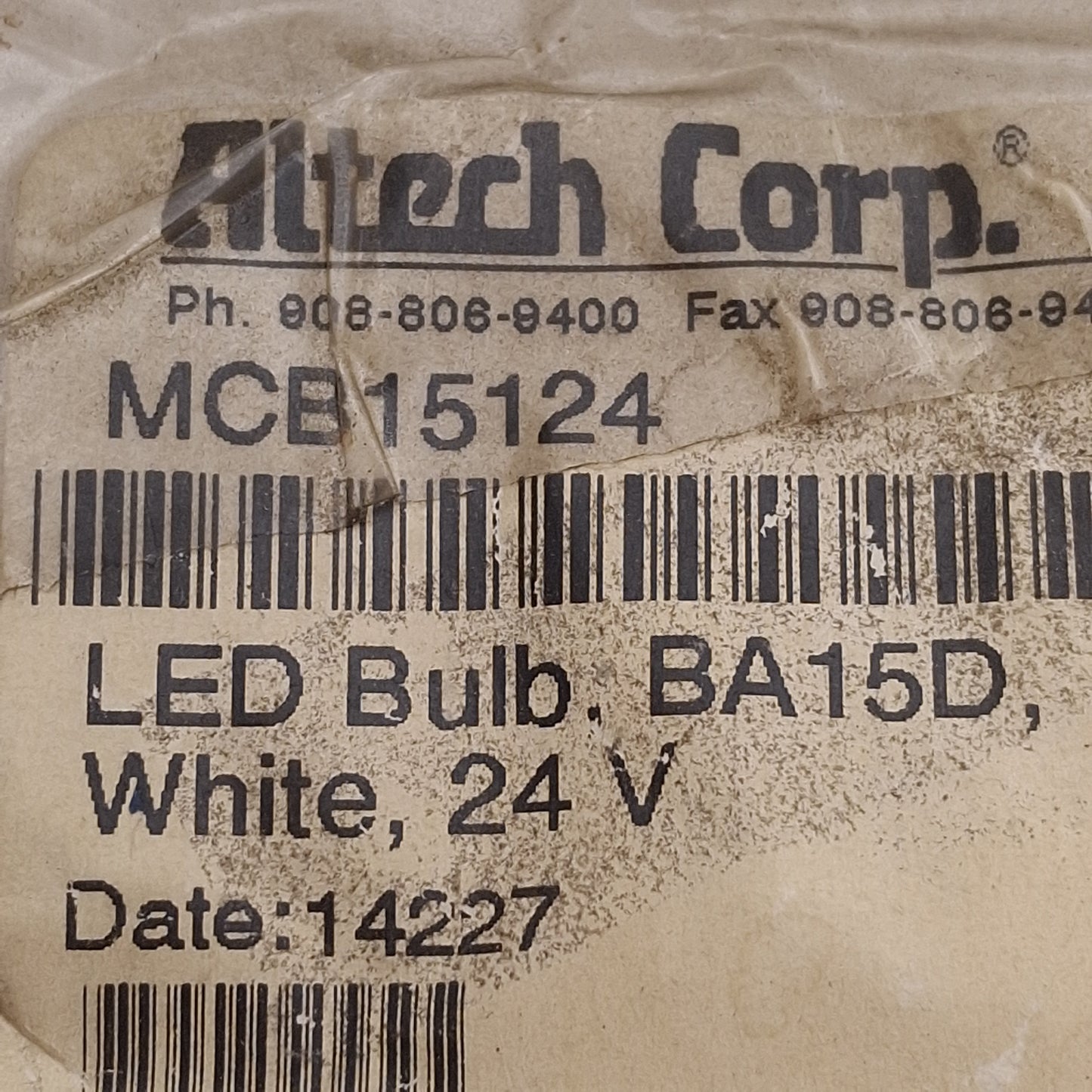 New Altech MCB15124 Replacement LED Bulb, White, 0.5W, 24VAC/DC 20mA, BA15D