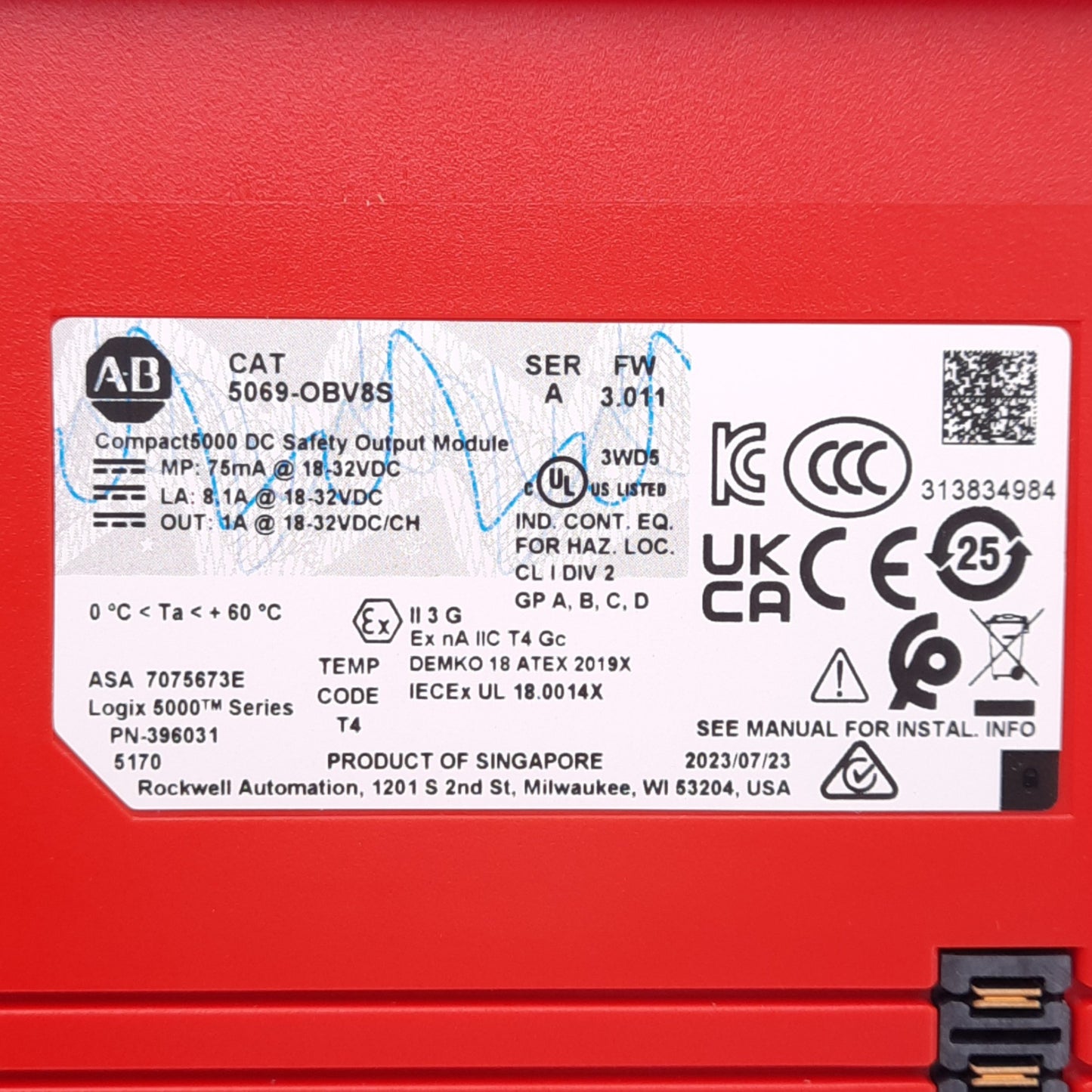 New Allen Bradley 5069-OBV8S Compact 5000 Safety Output Module, 8 Sourcing, 24VDC