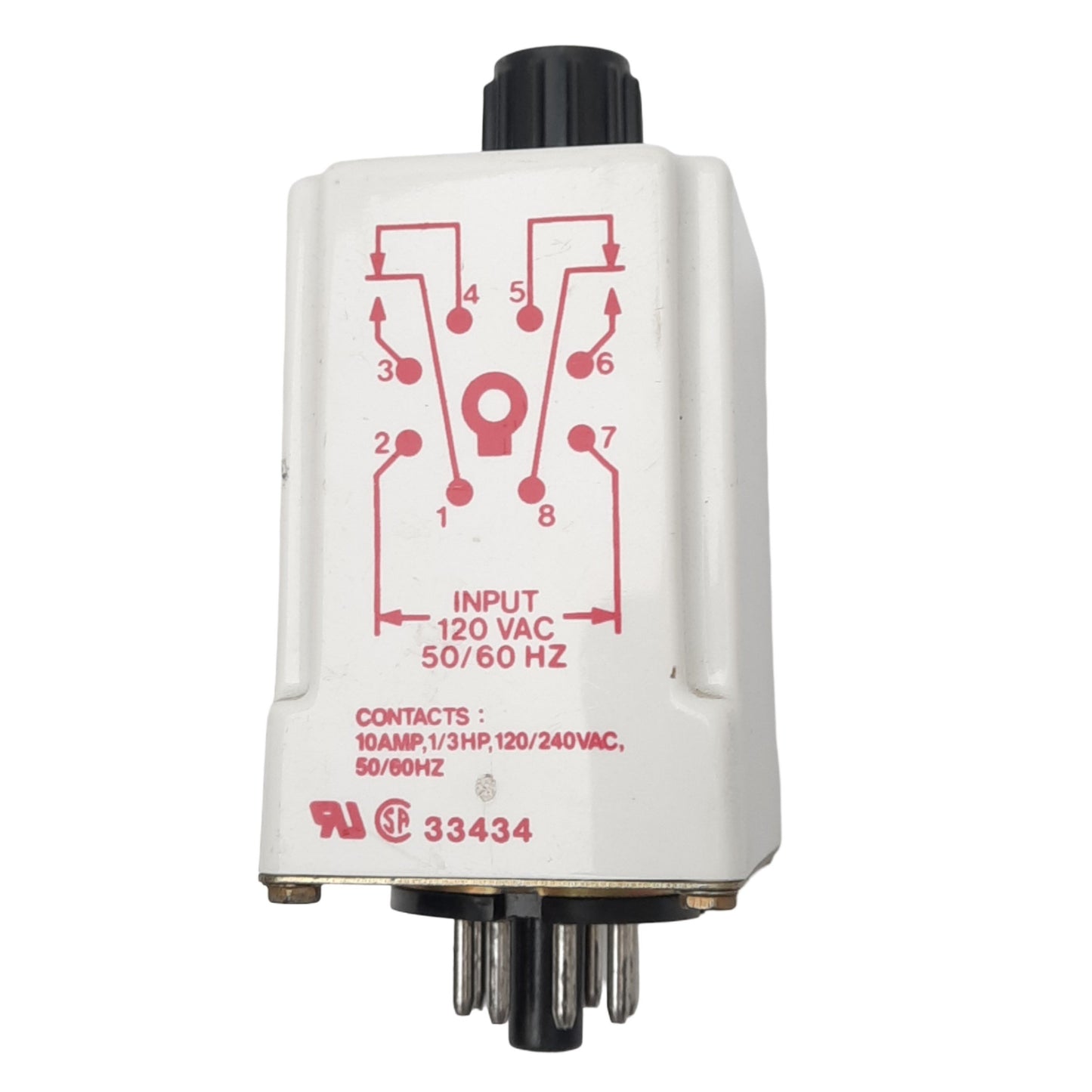 Used Dayton 5X828C Solid State Time Delay Relay, 0.1-10s, 120VAC In, 240VAC 10A Max