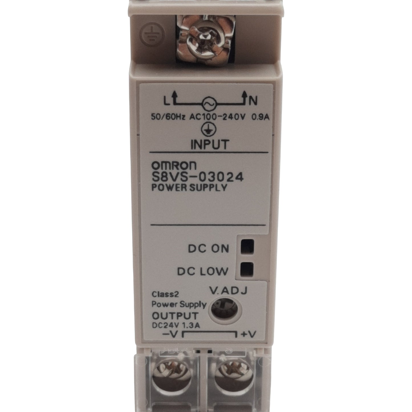 Used Omron S8VS-03024/ED2 Power Supply, 100-240VAC In, 24VDC 1.3A Out, DIN Rail Mount