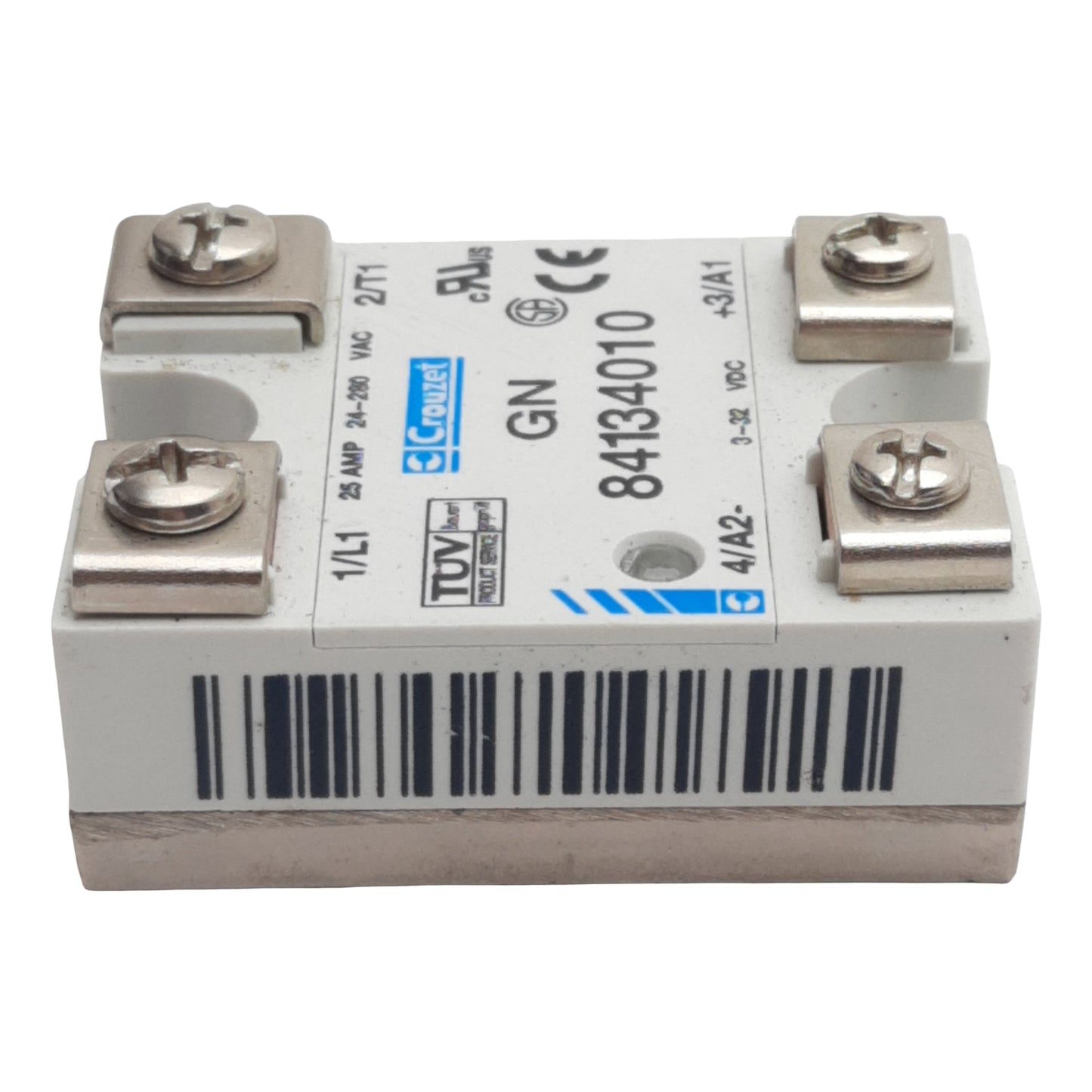 Used Crouzet GN 84134010 Solid-State Relay, 1-Phase, 3-32VDC In, 25A 24-280VAC Out
