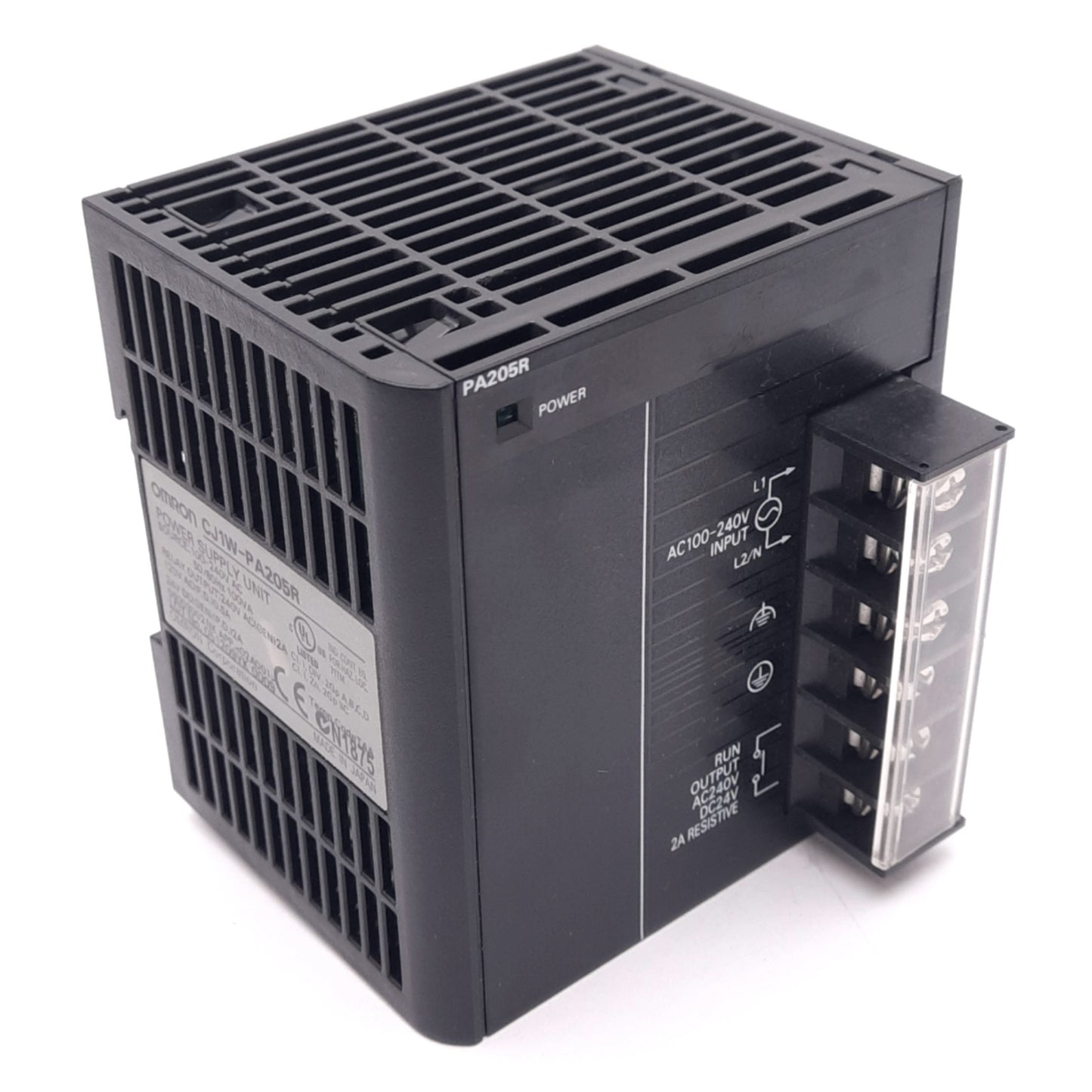 Used Omron CJ1W-PA205R Power Supply Module for CJ PLC, 100-240VAC In, 5/24VDC Out