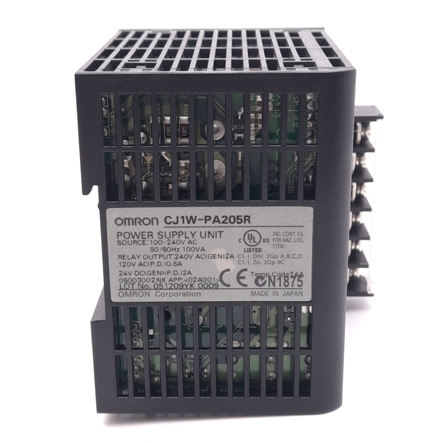Used Omron CJ1W-PA205R Power Supply Module for CJ PLC, 100-240VAC In, 5/24VDC Out