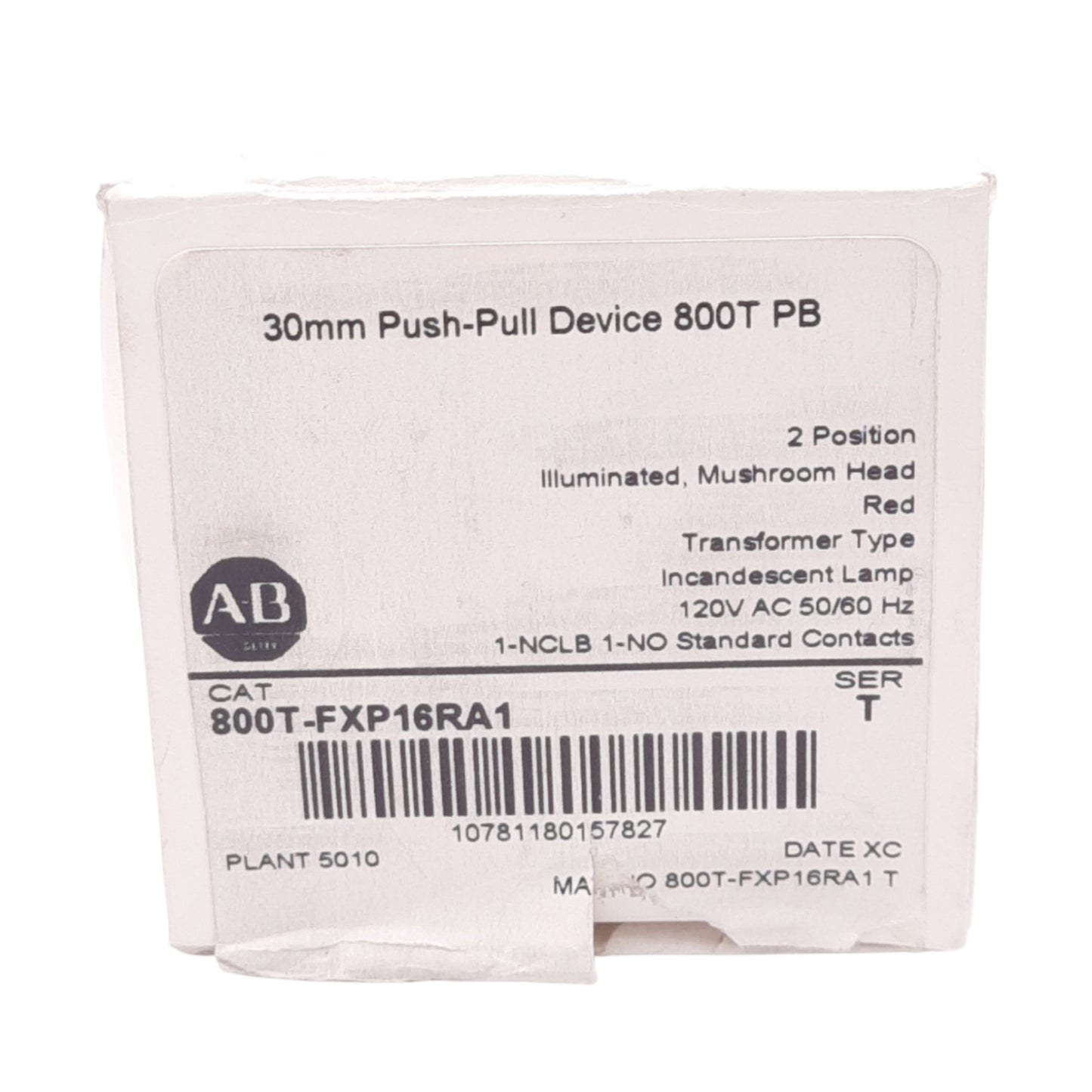 New Allen Bradley 800T-FXP16RA1 Illuminated Push/Pull E-Stop Button, 30mm, 1NCLB 1NO