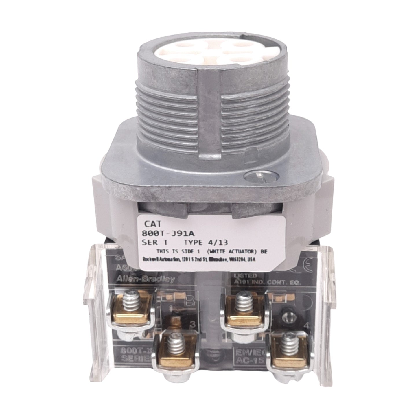 New Allen Bradley 800T-J91A Momentary Selector Switch, 3-Position, 1NO 1NC, 600V Max