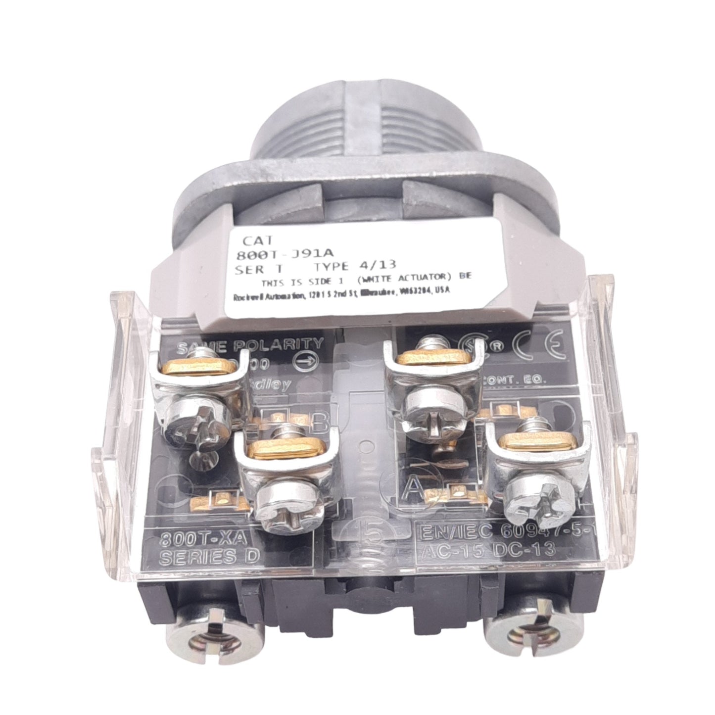 New Allen Bradley 800T-J91A Momentary Selector Switch, 3-Position, 1NO 1NC, 600V Max