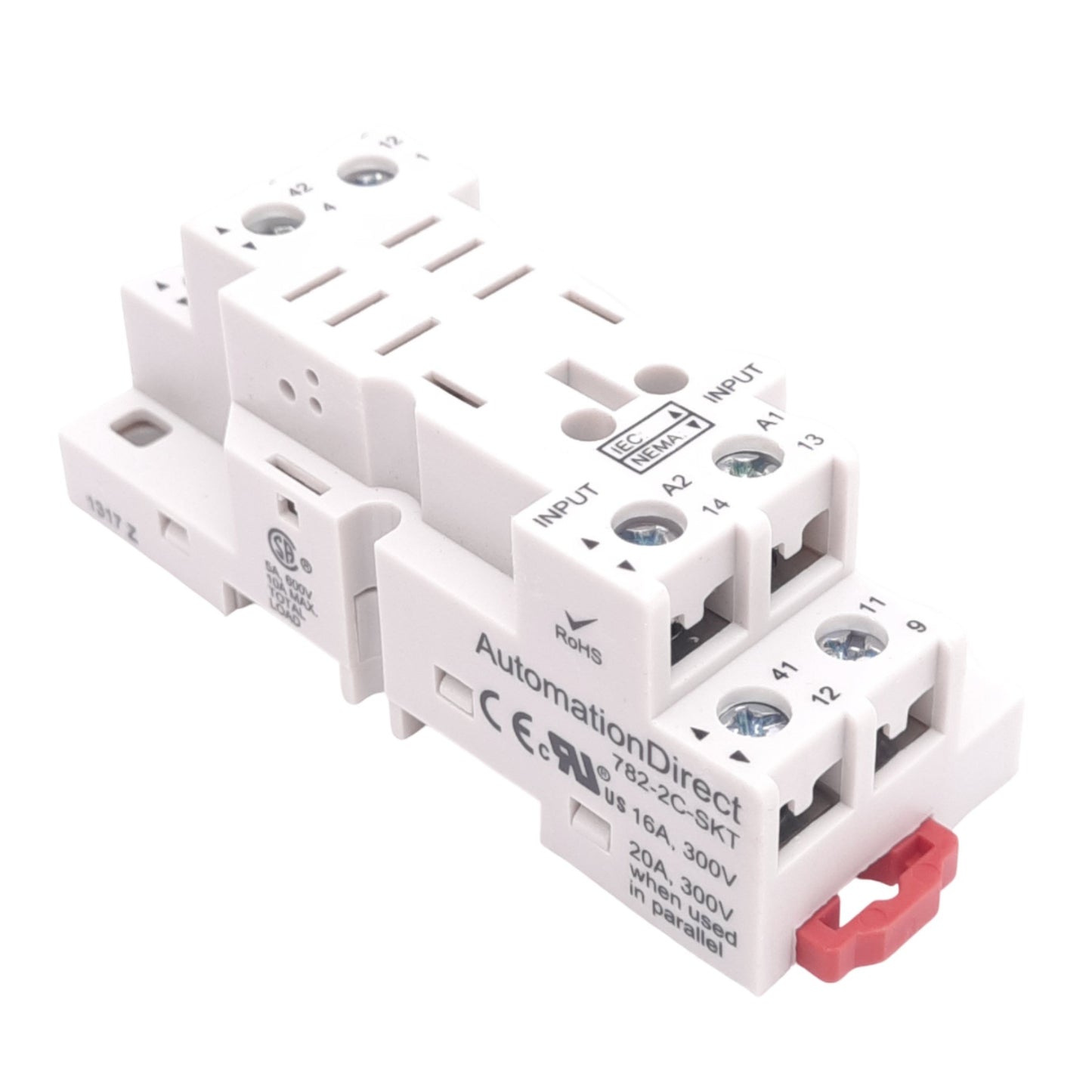 New Automation Direct 782-2C-SKT Relay Socket, 8-Pin, 300VAC/DC 16A, DIN Rail