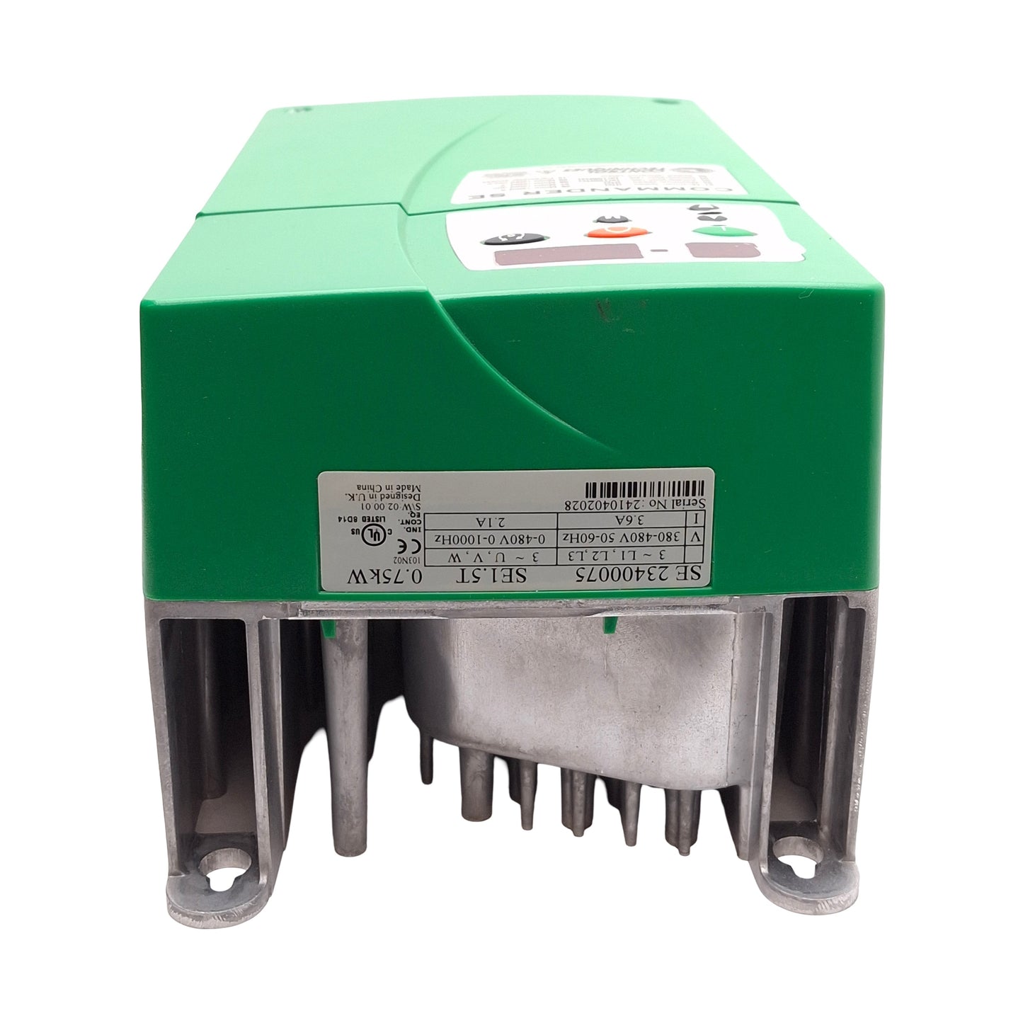 Used Control Techniques SE23400075 Commander SE VFD, 0.75kW, 3Ø 480VAC, 0-1000Hz