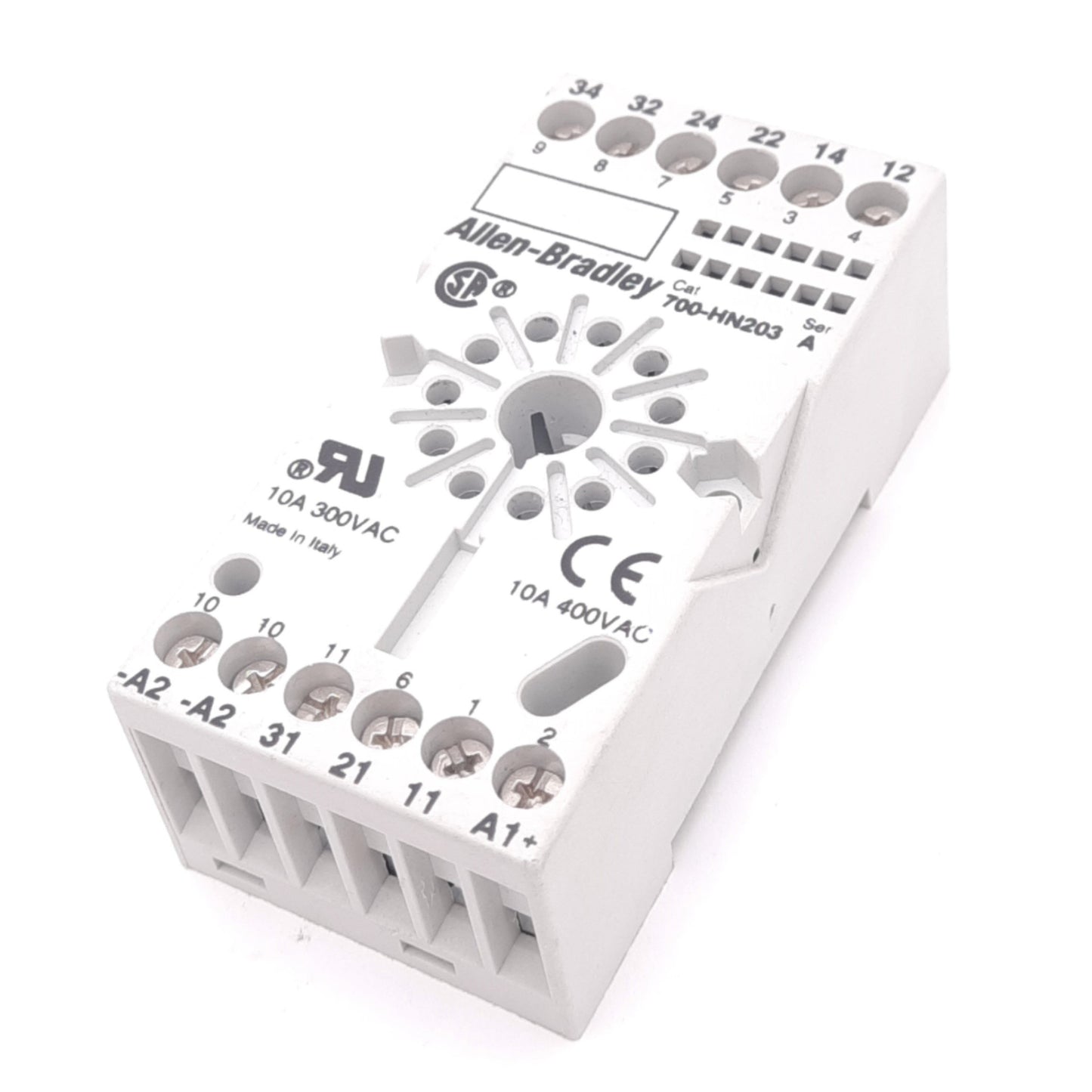 New Allen Bradley 700-HN203 Relay Socket, 11-Pin, 400VAC 10A Max, DIN Rail