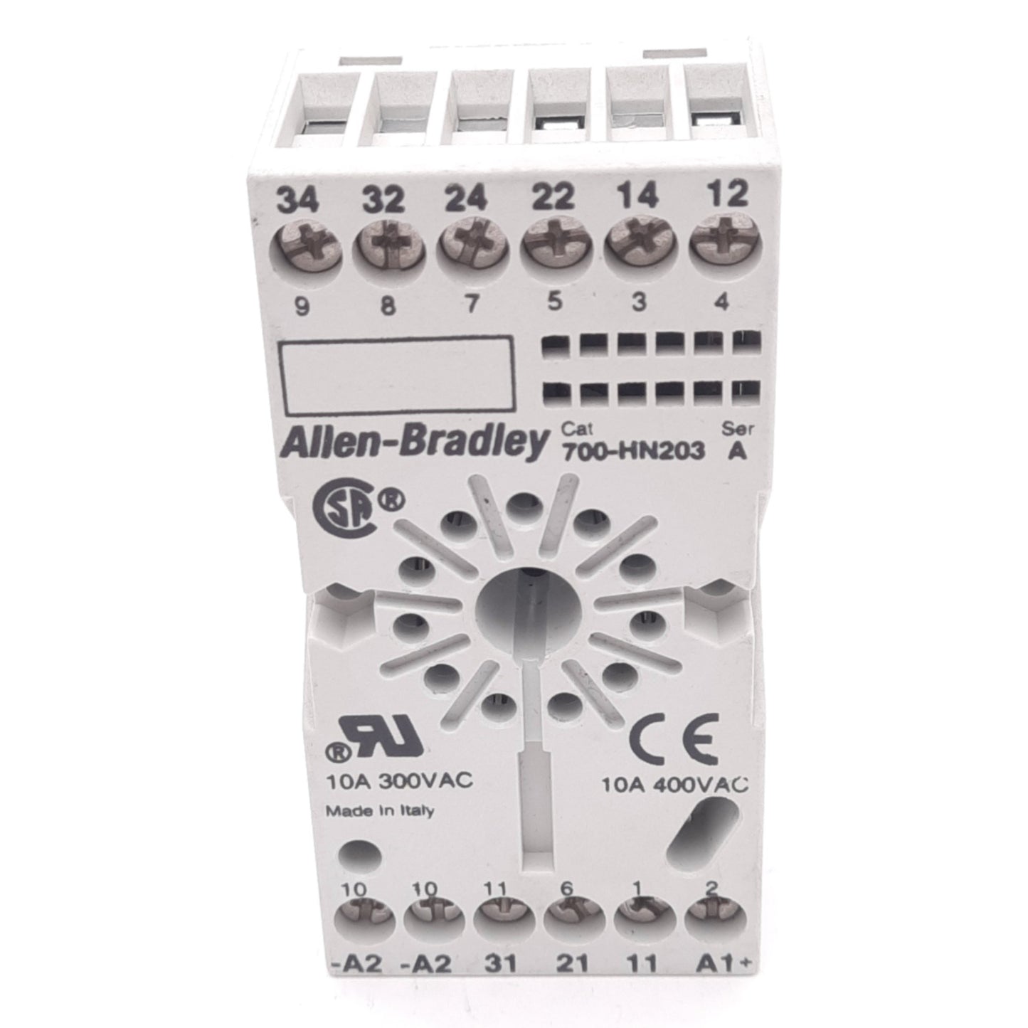 New Allen Bradley 700-HN203 Relay Socket, 11-Pin, 400VAC 10A Max, DIN Rail
