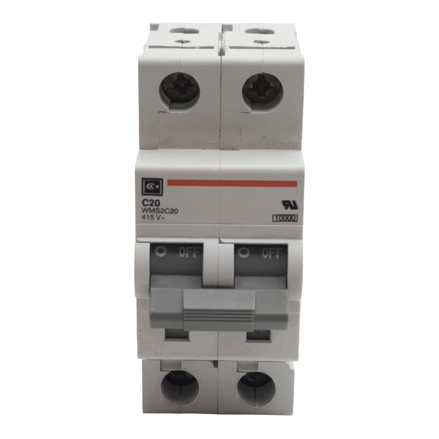 Used Cutler-Hammer WMS2C20 Circuit Breaker, 2-Pole, 20A 240/415VAC, DIN Rail