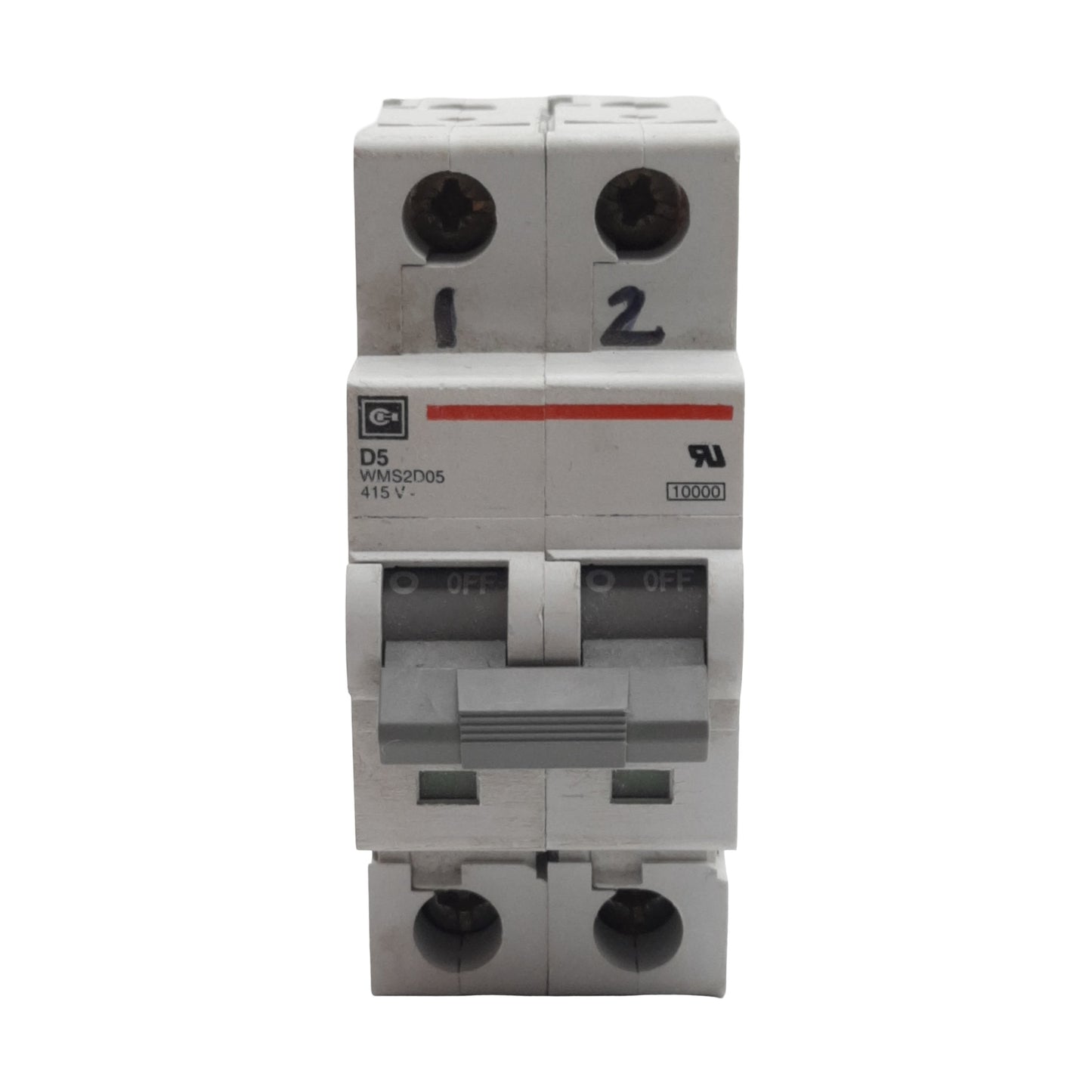 Used Cutler-Hammer WMS2D05 Circuit Breaker, 2-Pole, 5A 240/415VAC, DIN Rail