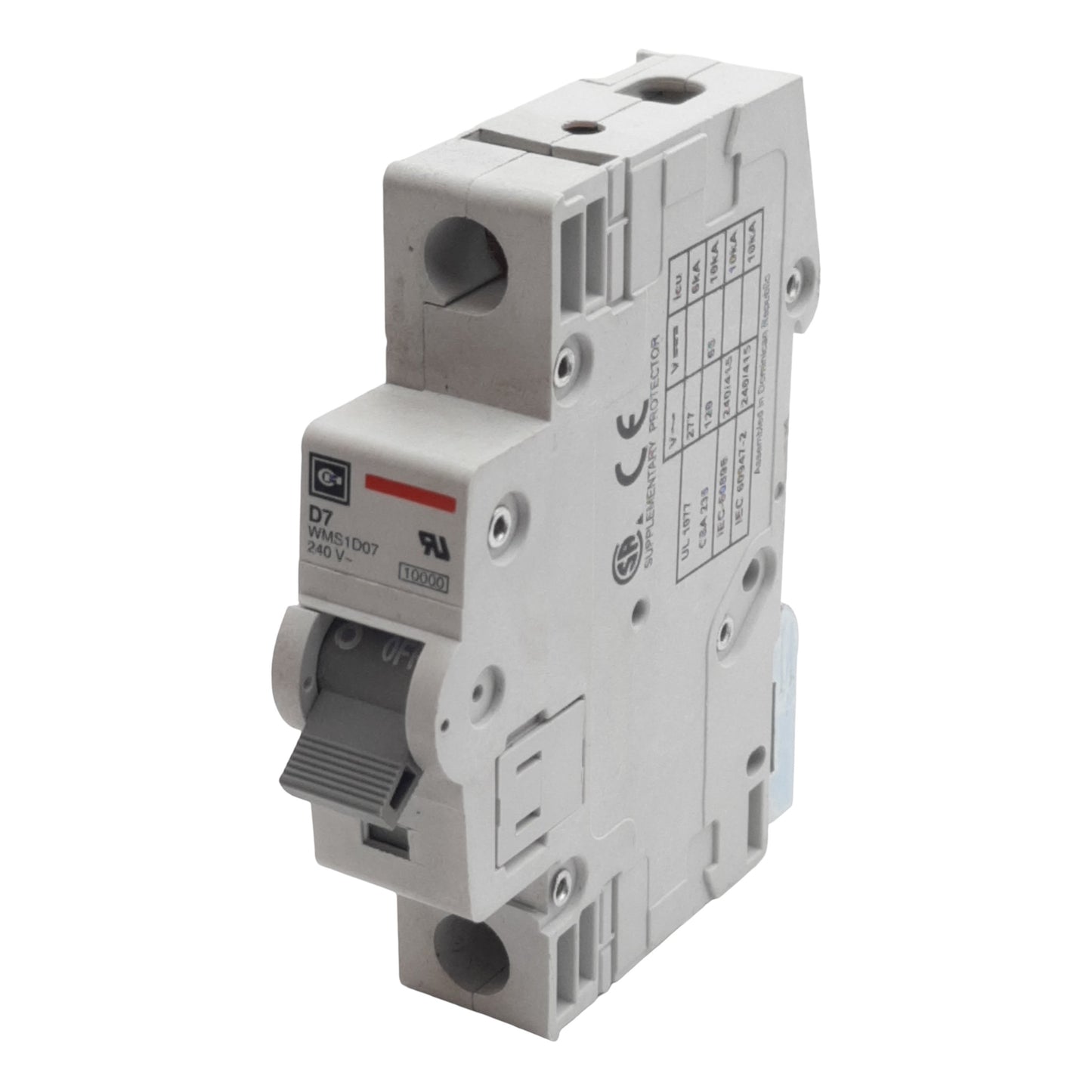 Used Cutler-Hammer WMS1D07 Circuit Breaker, 1-Pole, 7A 240/415VAC, DIN Rail