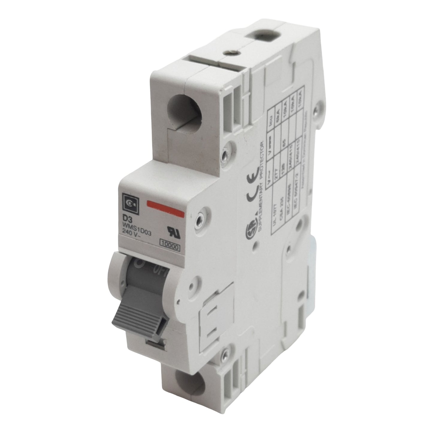 Used Cutler-Hammer WMS1D03 Circuit Breaker, 1-Pole, 3A 240/415VAC, DIN Rail